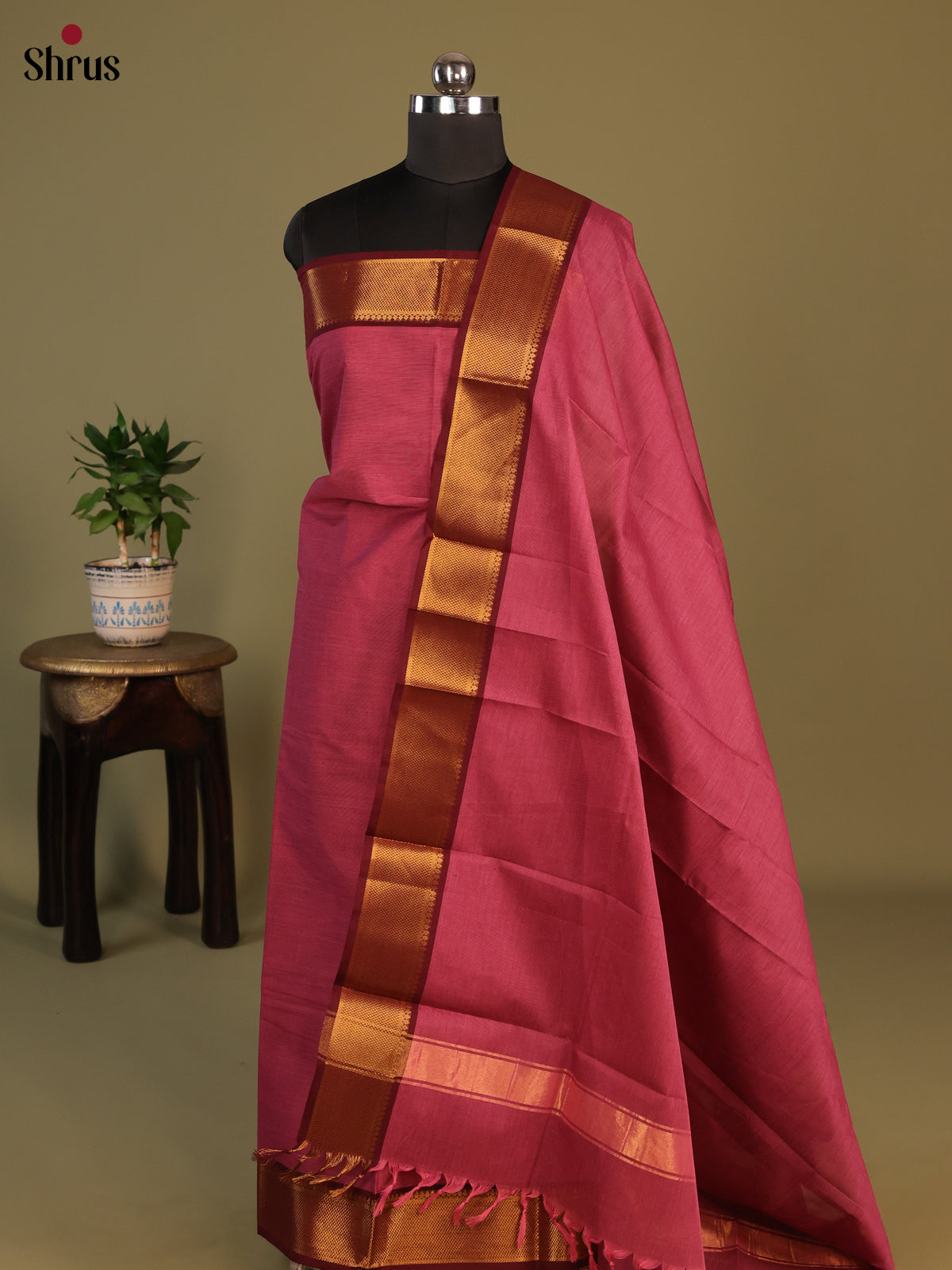 Pink & Maroon - chettinad top & dupatta combo