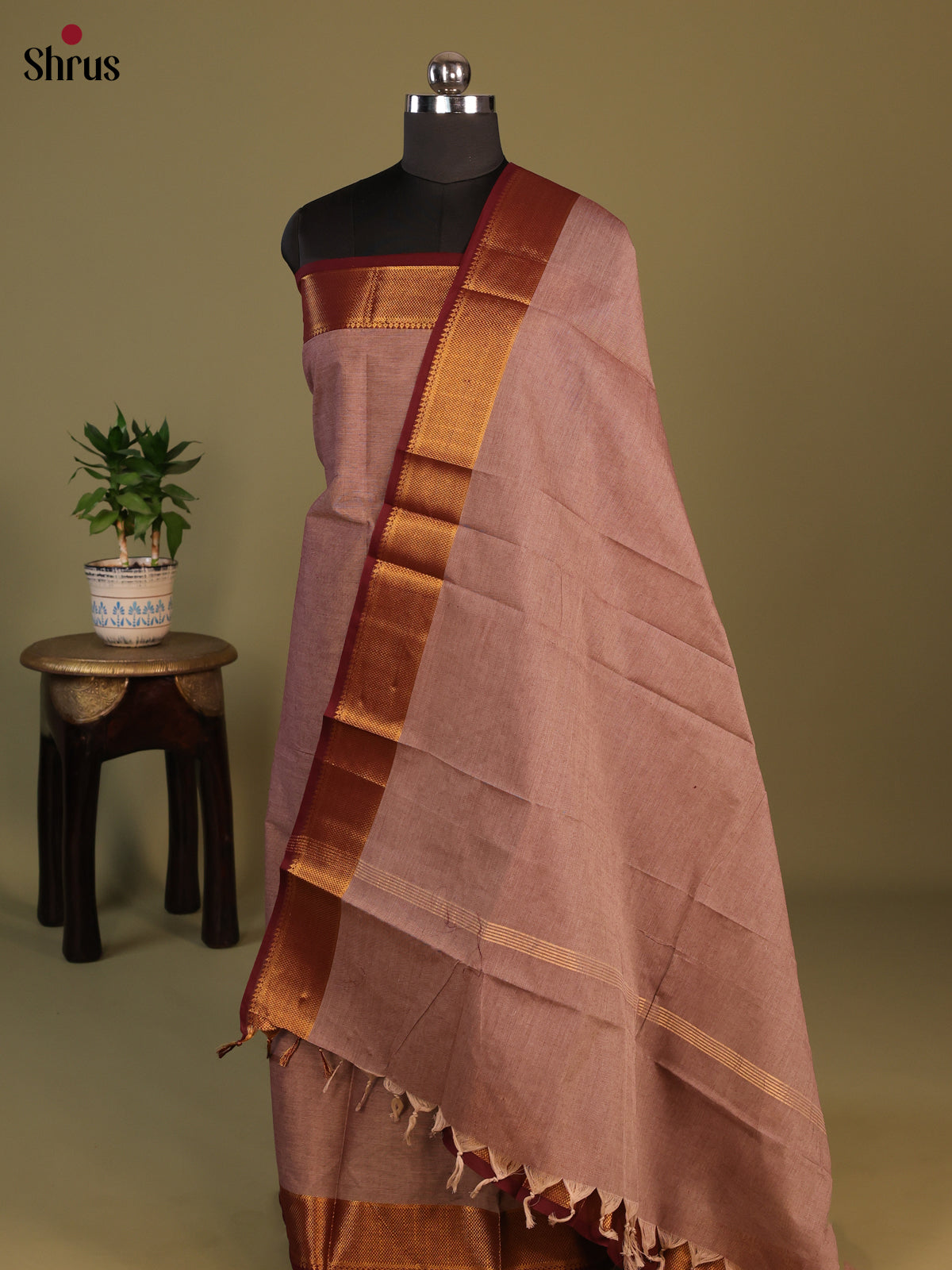 Dusty Pink & Maroon- chettinad top & dupatta combo