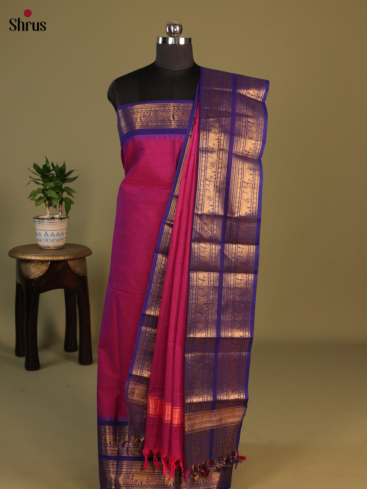 Purple & Blue - chettinad top & dupatta combo