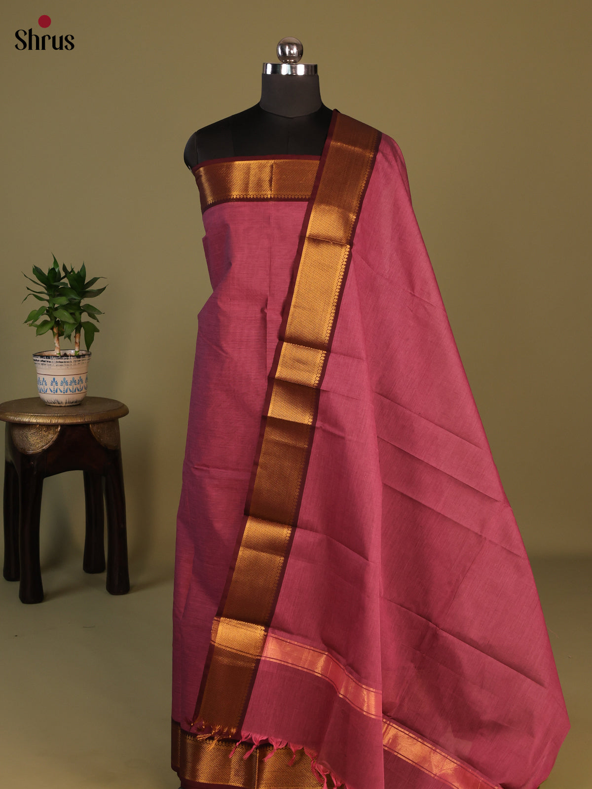 Lotus Pink & Maroon - chettinad top & dupatta combo