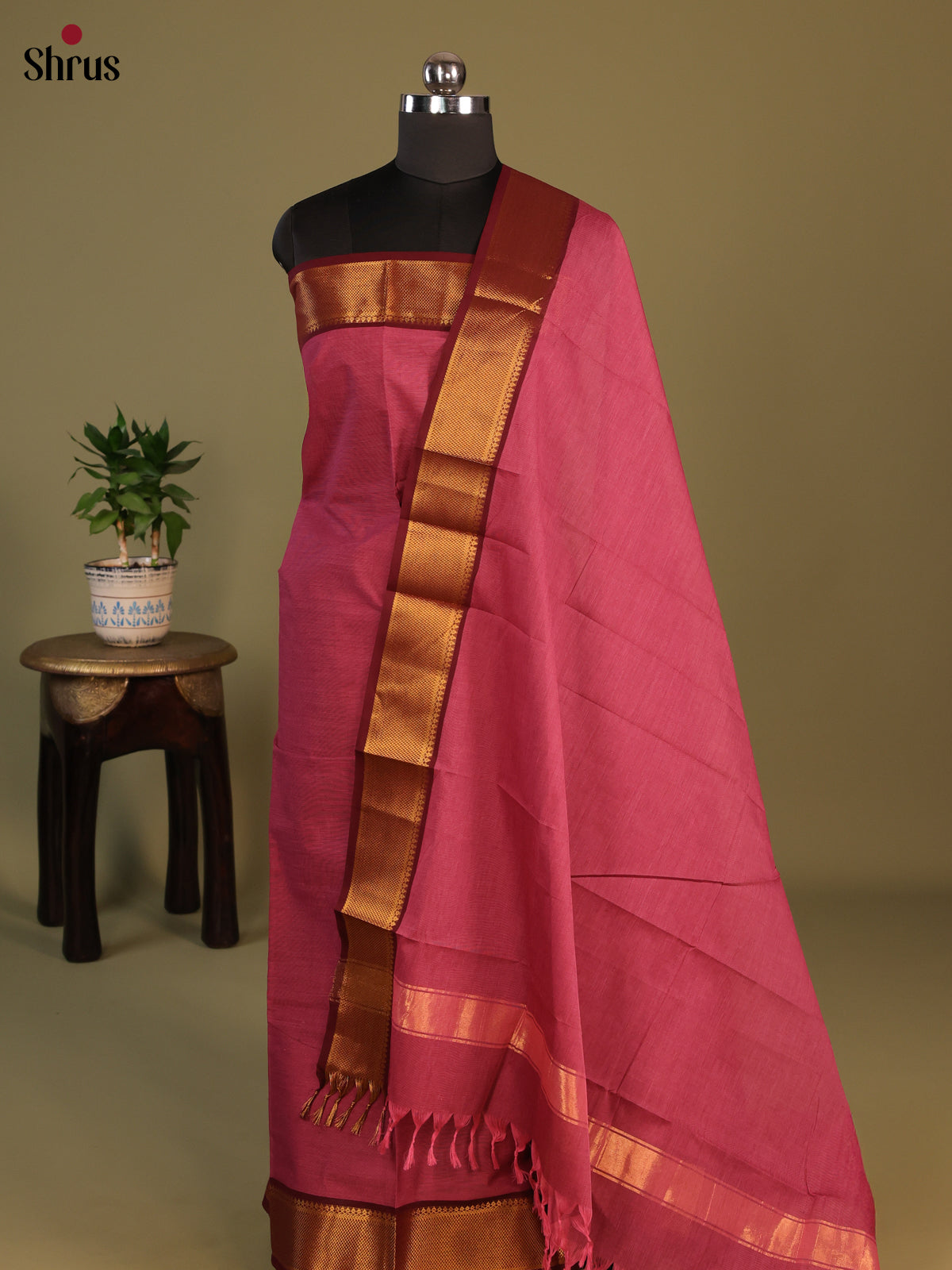 Lotus Pink & Maroon - chettinad top & dupatta combo