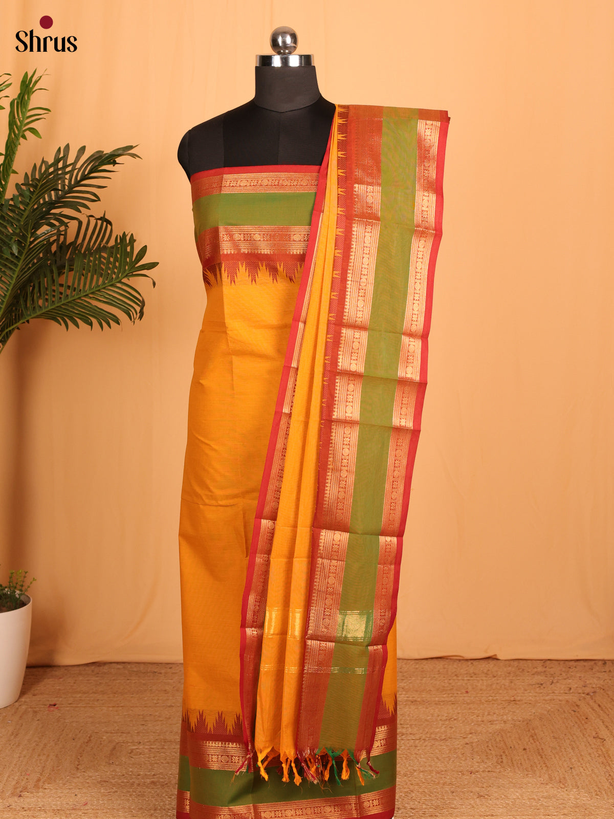 Mambazha Yellow & Red - chettinad top & dupatta combo