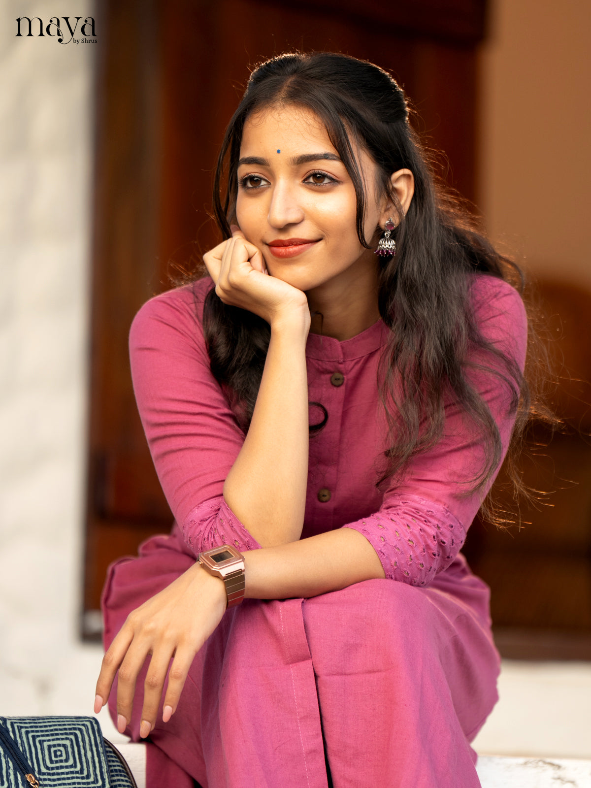 Solid Pink Cotton Kurti - Shop on Shrus.com