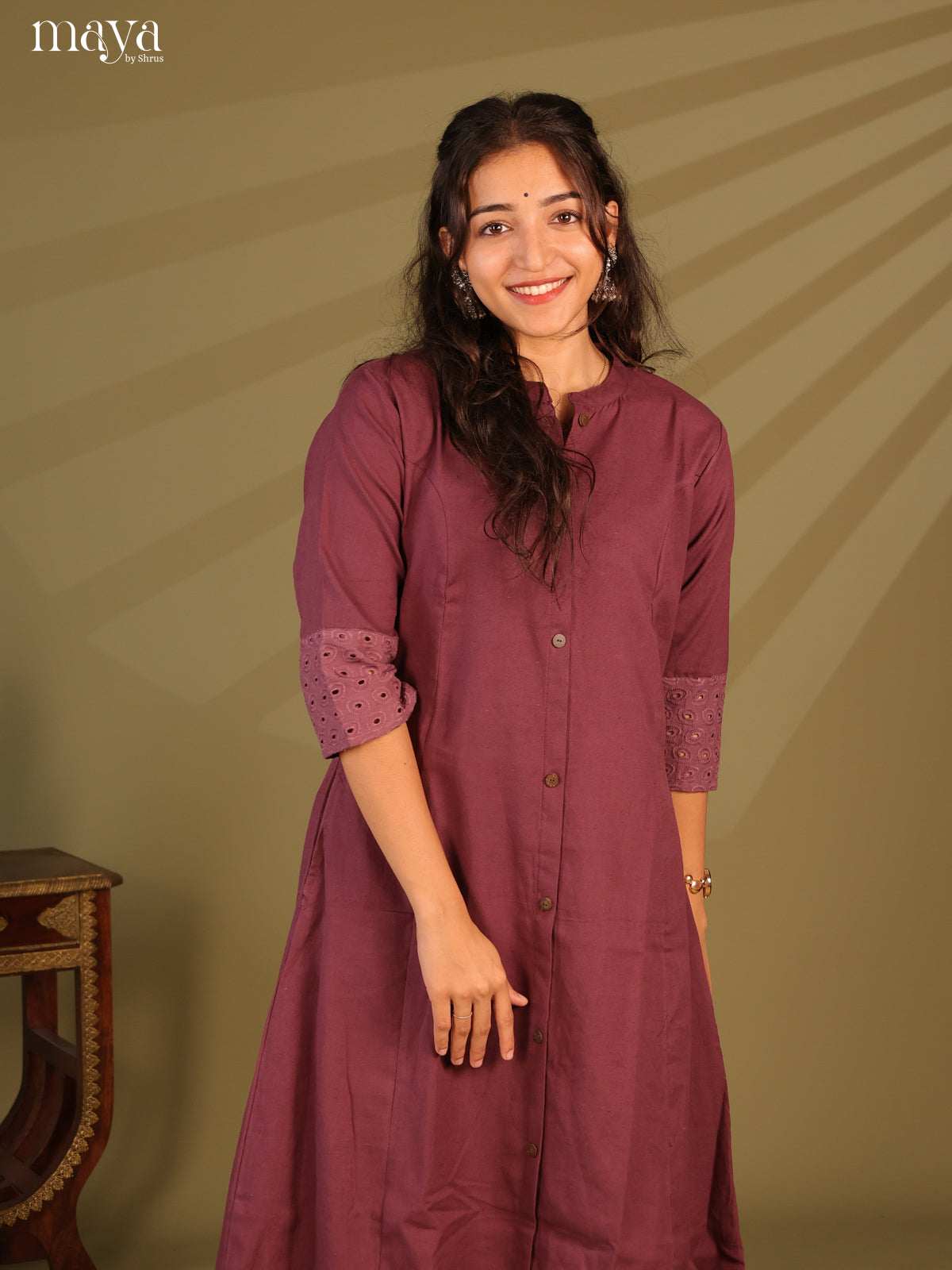 Solid Purple Cotton Kurti - Shop on Shrus.com