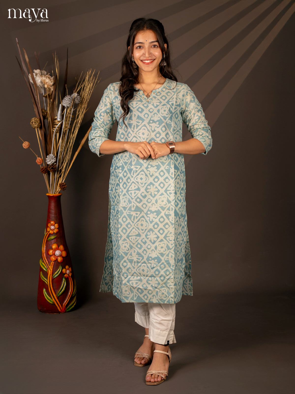 Blue Batik Printed Cotton Kutri - Shop on Shrus.com