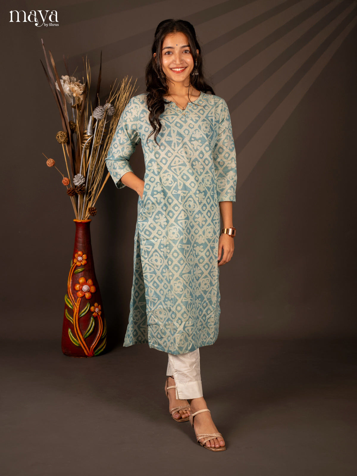 Blue Batik Printed Cotton Kutri - Shop on Shrus.com