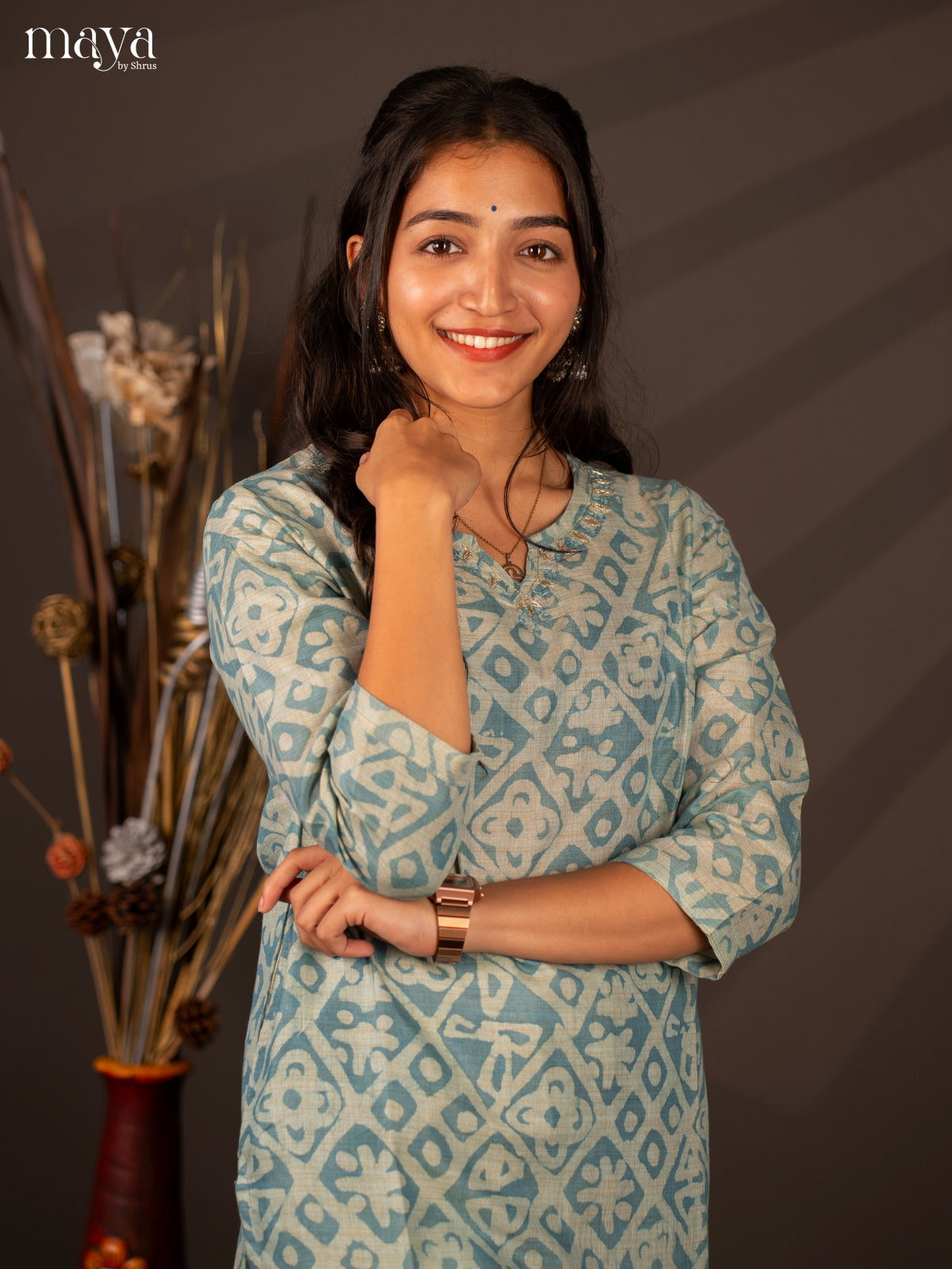 Blue Batik Printed Cotton Kutri - Shop on Shrus.com