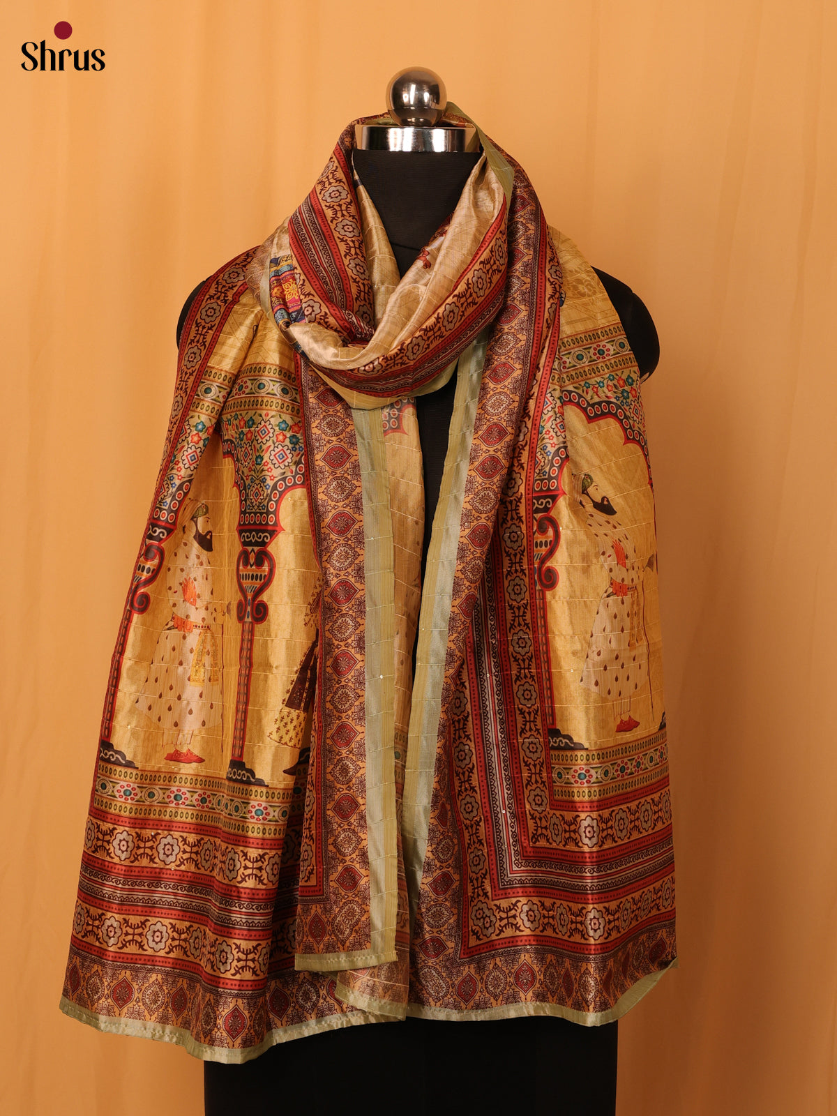 Gold & Maroon - Dupatta