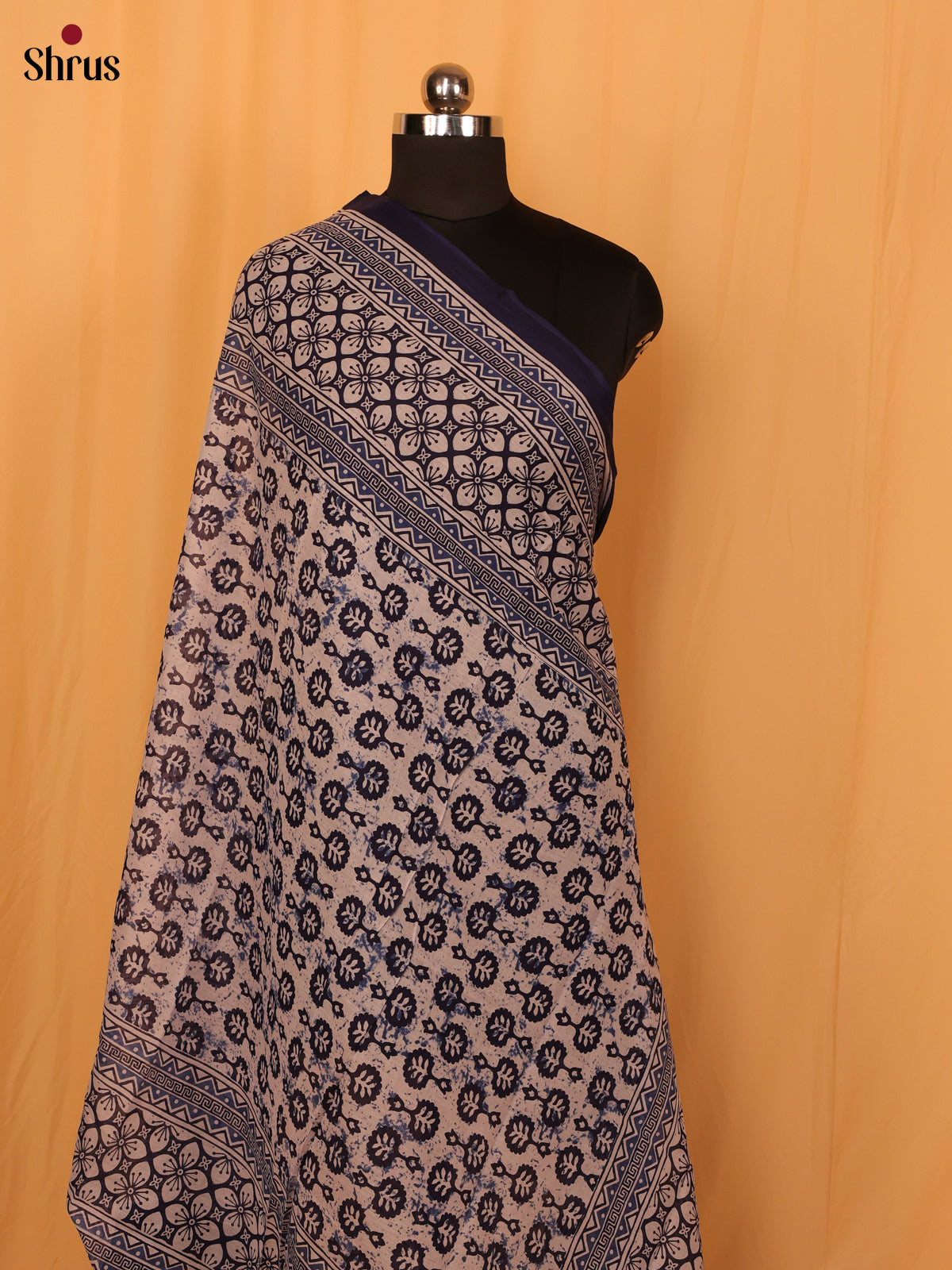 Beige & Blue - Dupatta