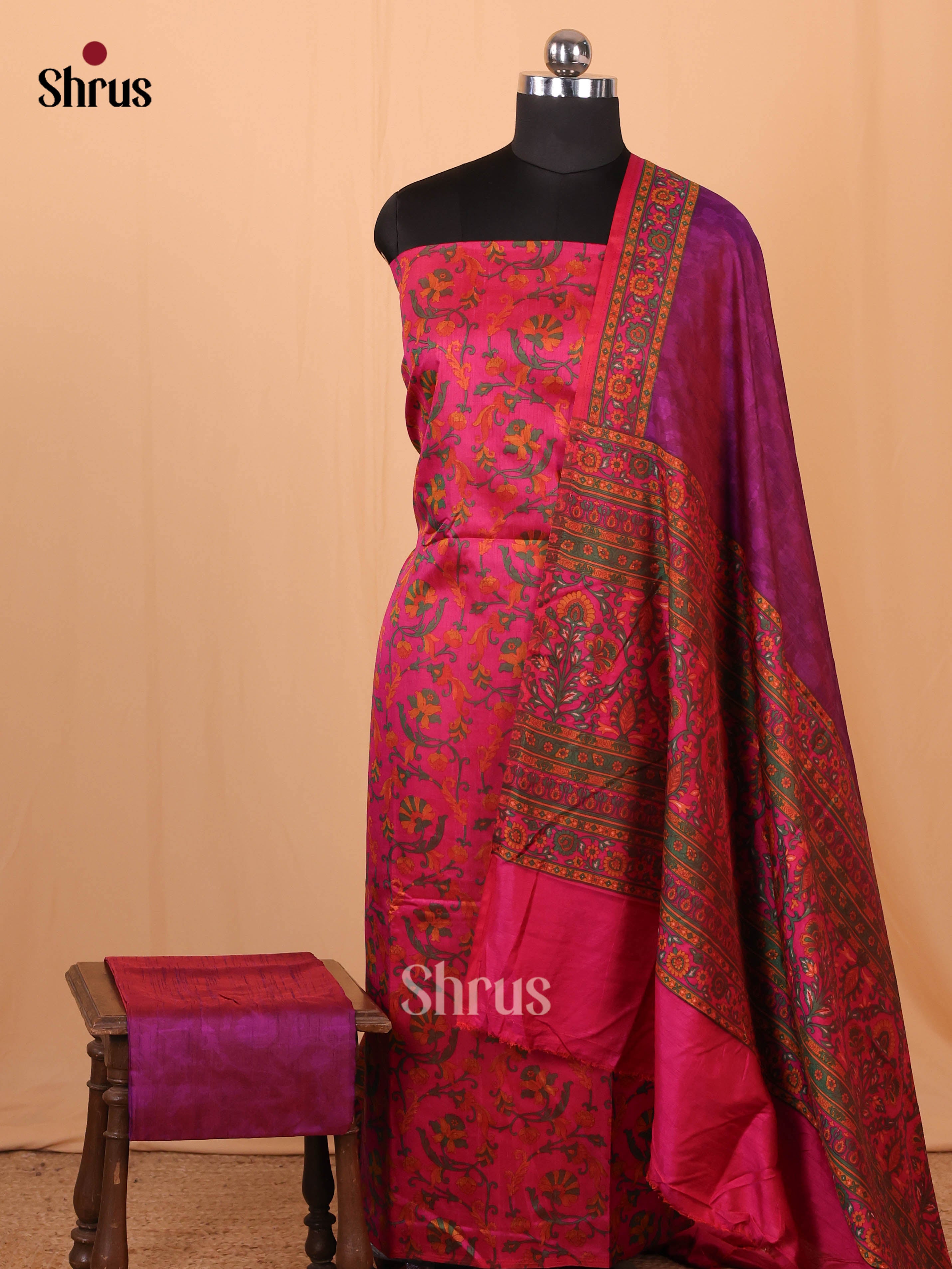 Pink & Purple - semi patola salwar - MDA28001 - Shop on Shrus.com