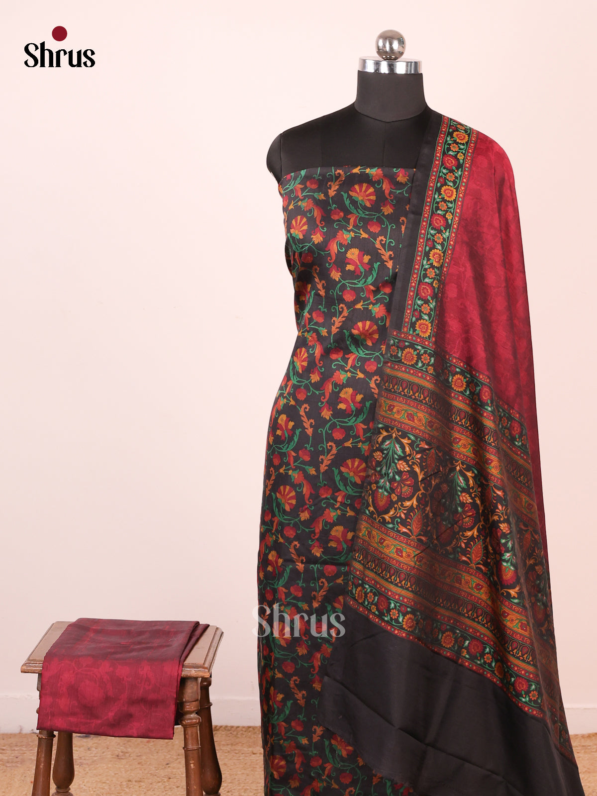 Black & Maroon - semi patola salwar - Shop on Shrus.com