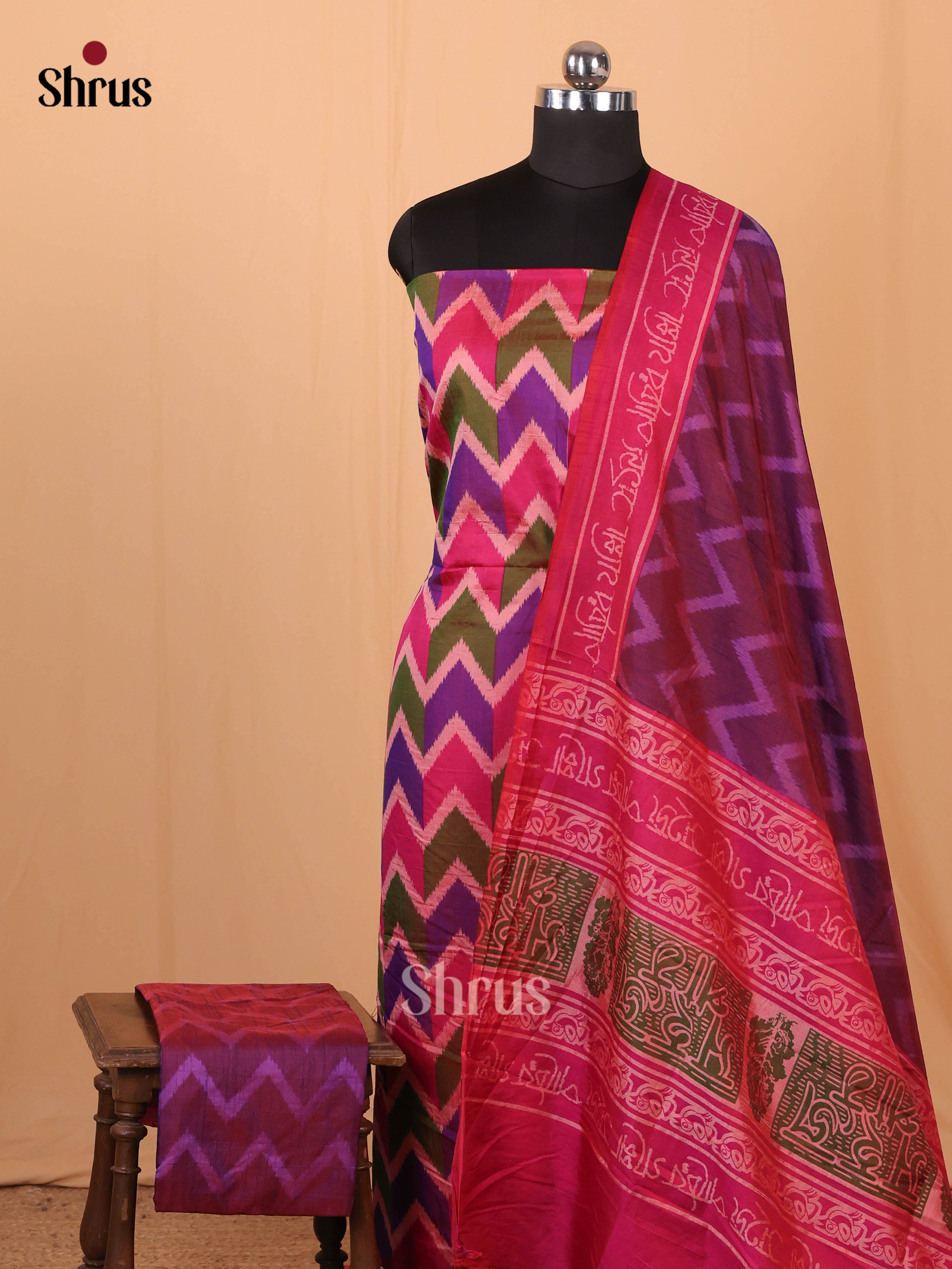 Pink & Purple - semi patola salwar - Shop on Shrus.com