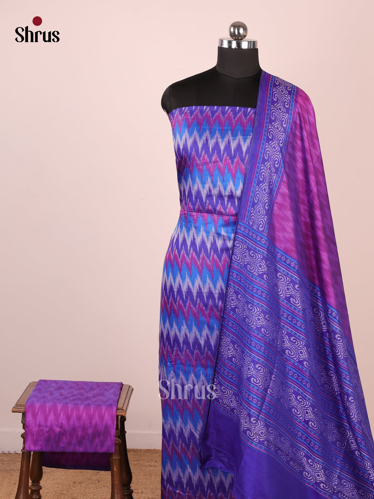 Blue & Purple - semi patola salwar - Shop on Shrus.com