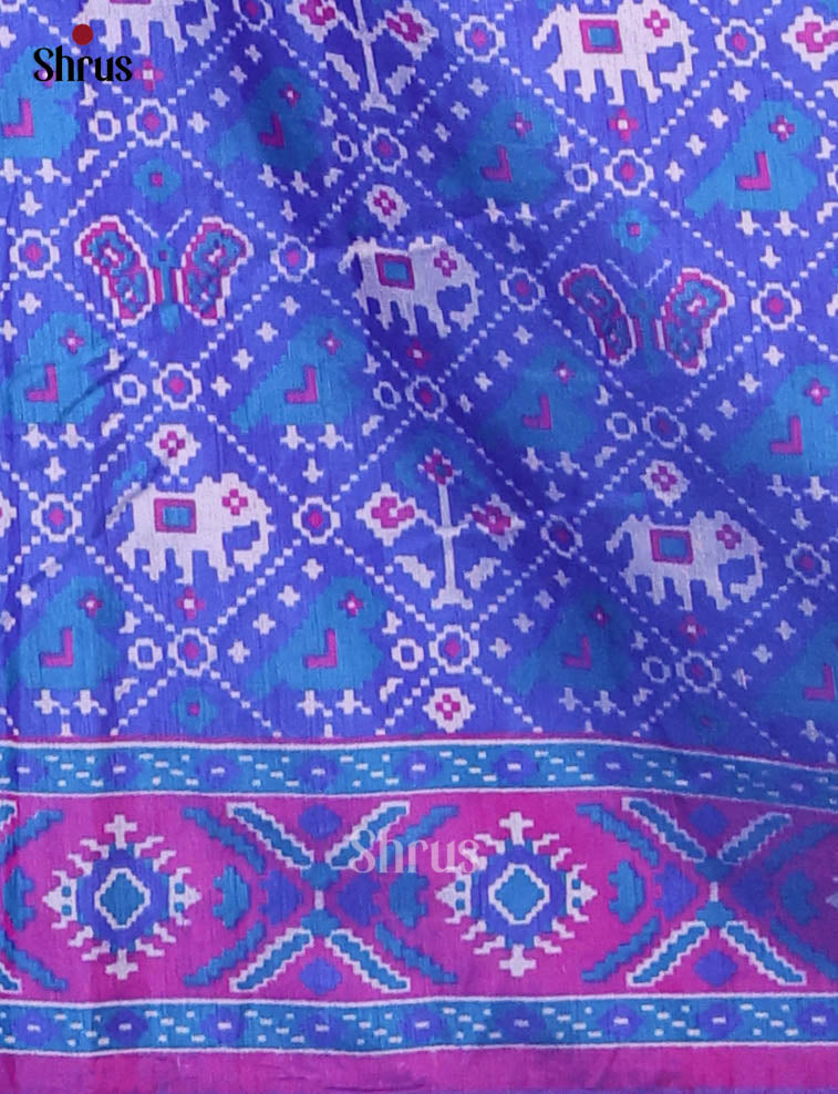 Blue & Purple- Semi Patola Unstitched Top, Bottom & Dupatta - MDA29017 - Shop on Shrus.com