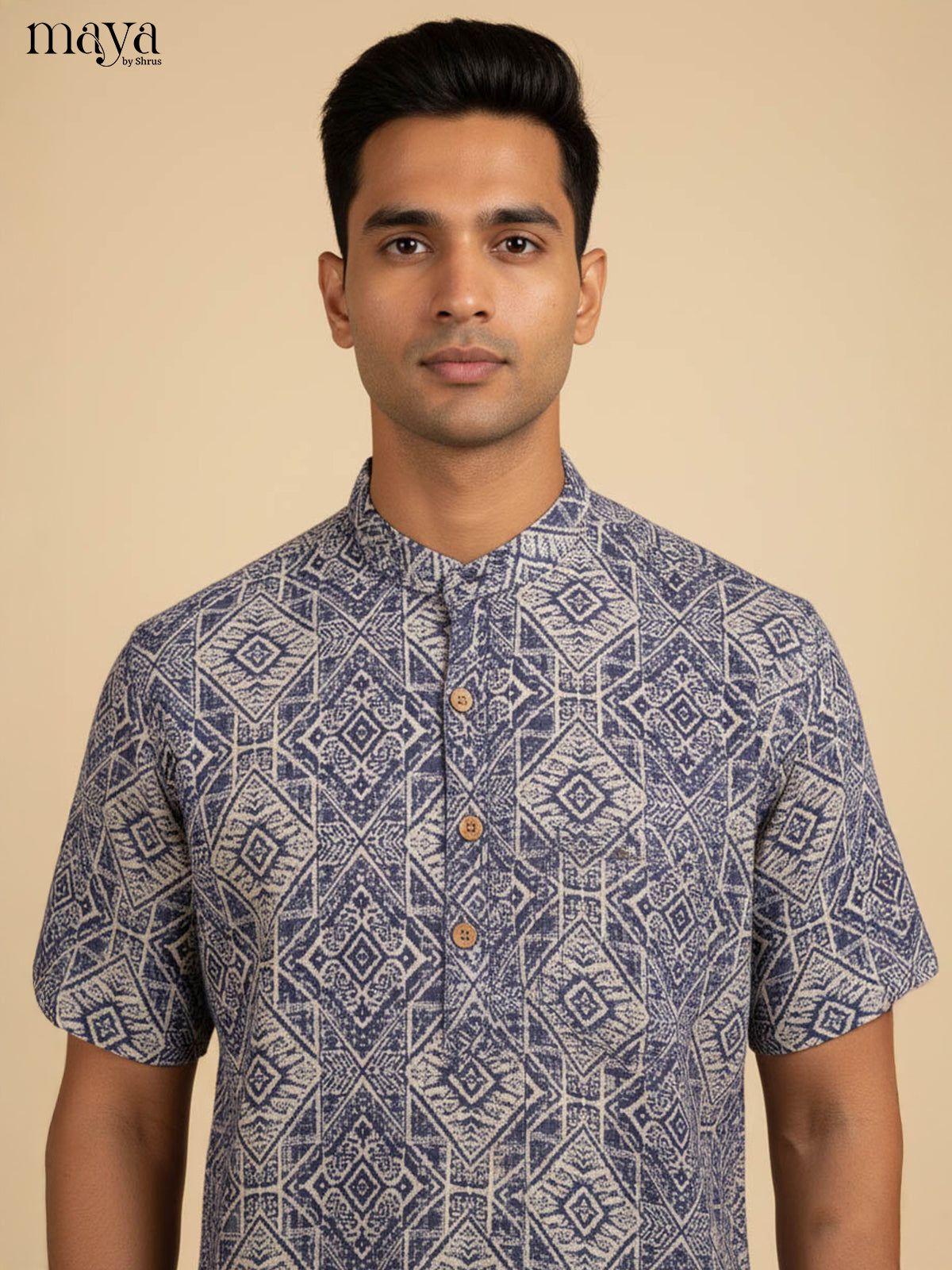 Grey with Blue - Readymade Mens Kurta - Shop on Shrus.com