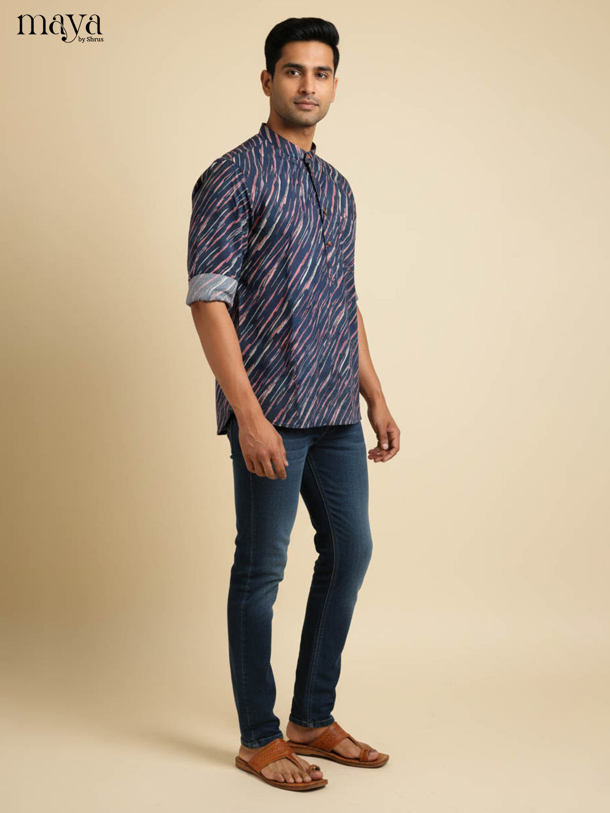 Blue - Readymade Mens Kurta - Shop on Shrus.com