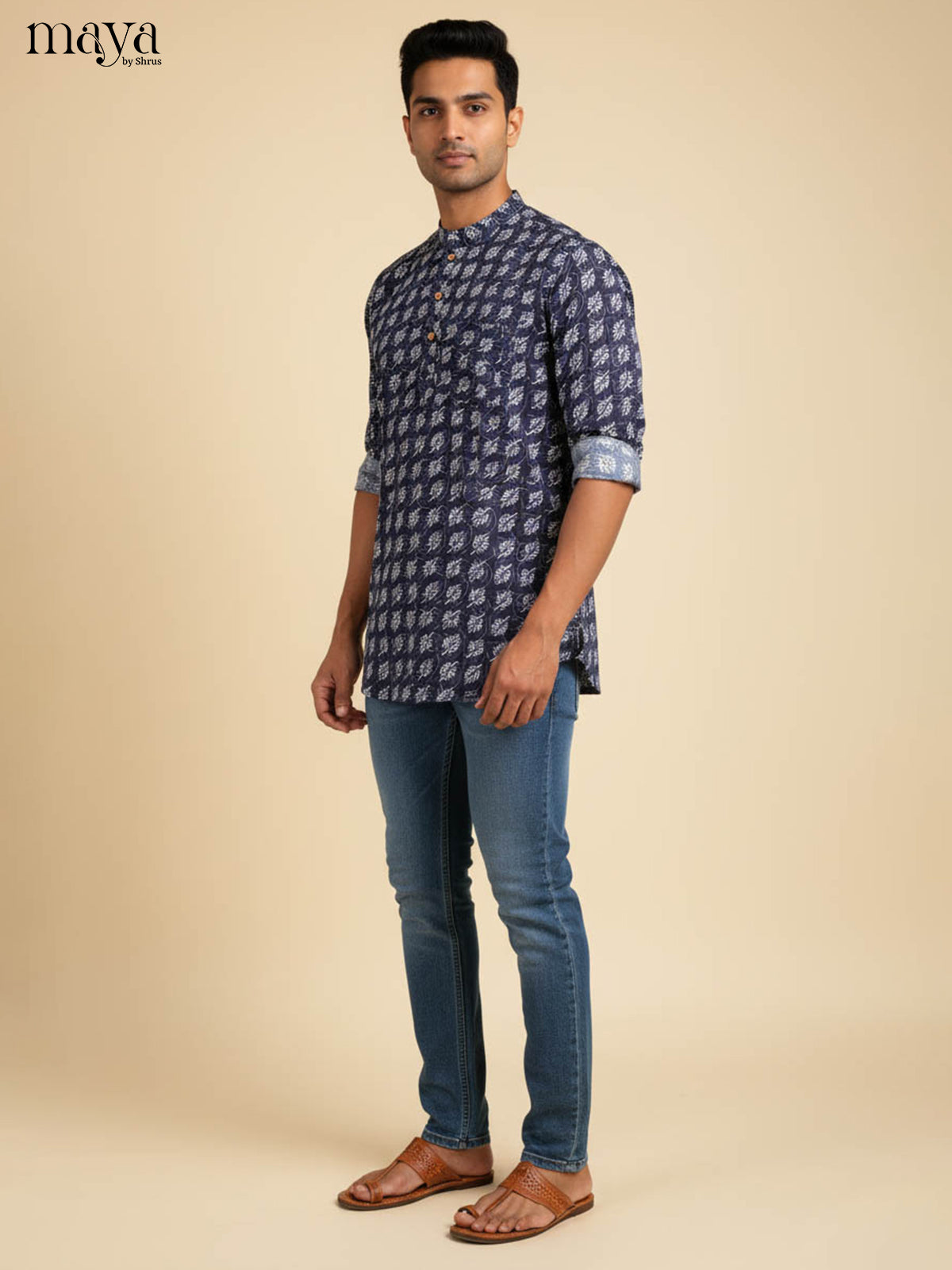 Blue - Readymade Mens Kurta - Shop on Shrus.com