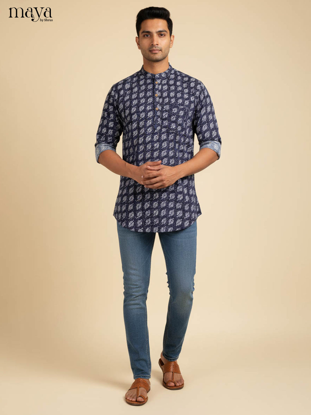 Blue - Readymade Mens Kurta - Shop on Shrus.com