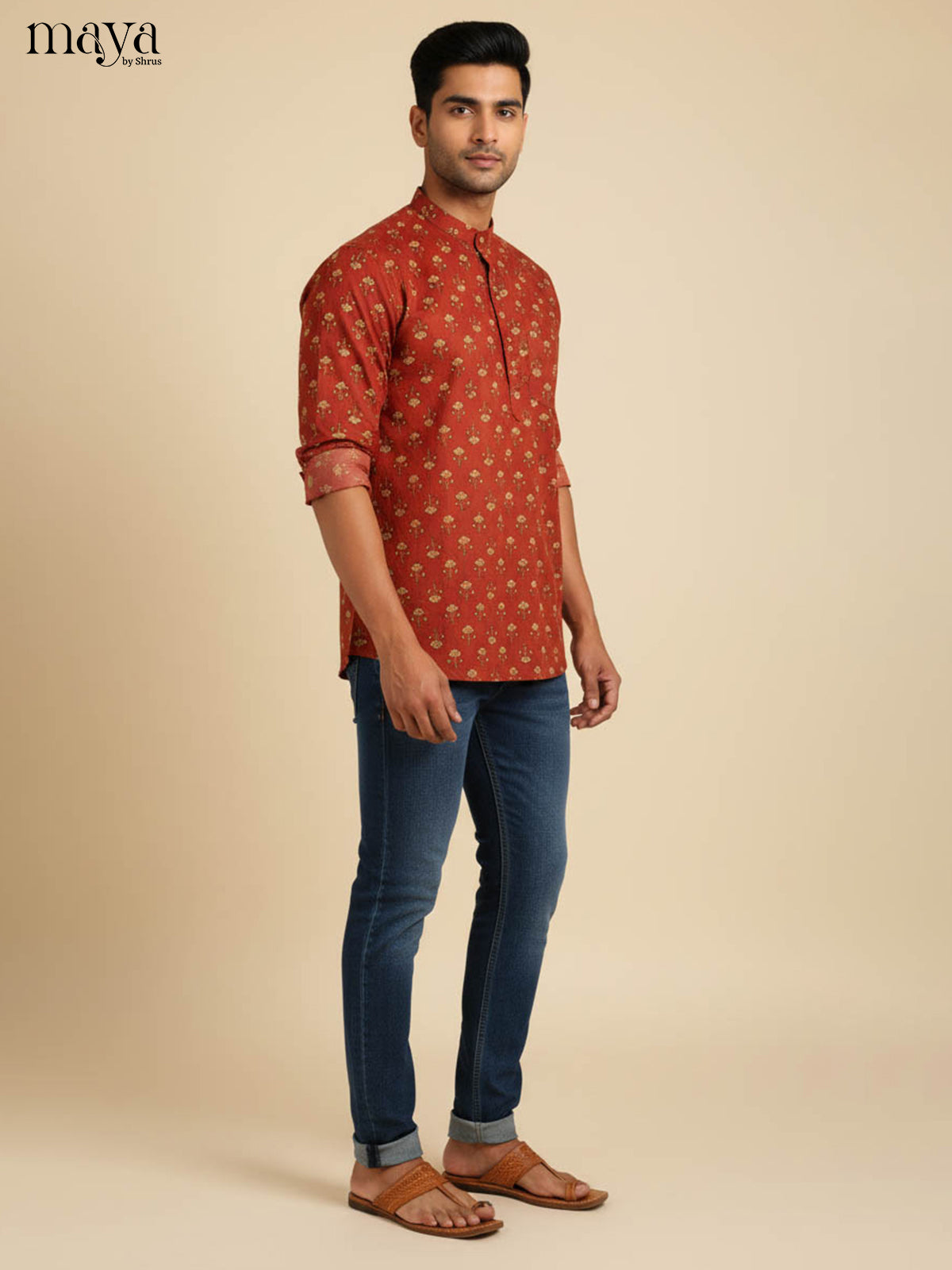 Brick Red - Readymade Mens Kurta - Shop on Shrus.com