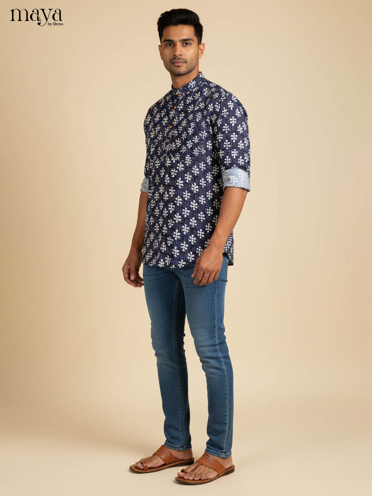 Blue - Readymade Mens Kurta - Shop on Shrus.com