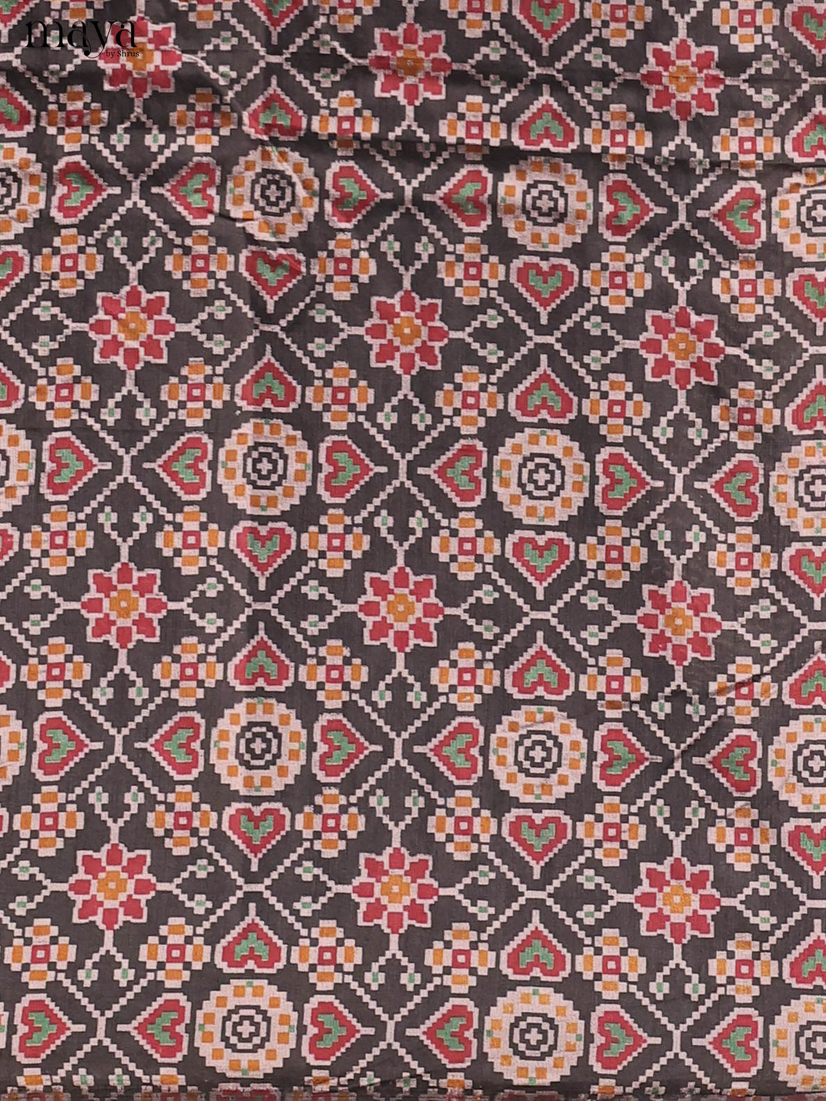 Black & Maroon Semi Patola Unstitched Top, Bottom & Dupatta -MDB04005 - Shop on Shrus.com