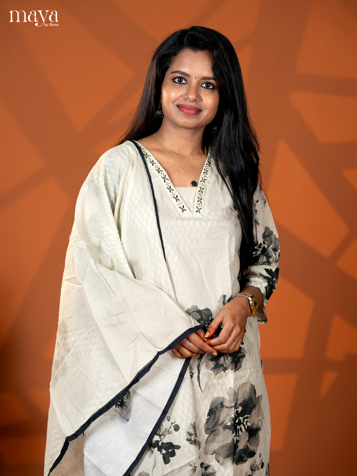 Embroidered Cotton 3pc peach Green Salwar Suit - Top, Bottom & Dupatta - Shop on Shrus.com