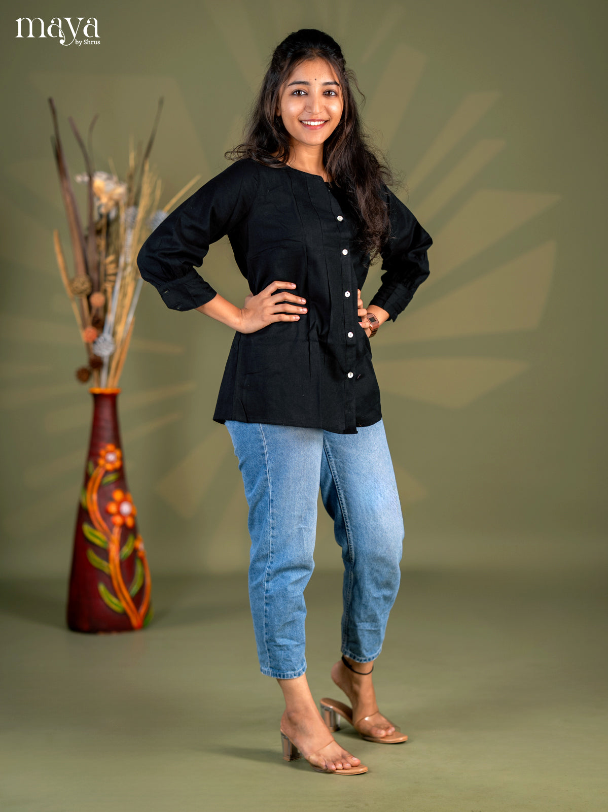 Black Solid Cotton Casual Shirt - Shop on Shrus.com