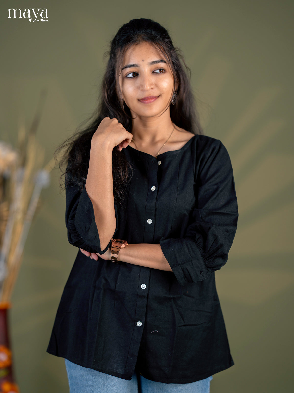 Black Solid Cotton Casual Shirt - Shop on Shrus.com