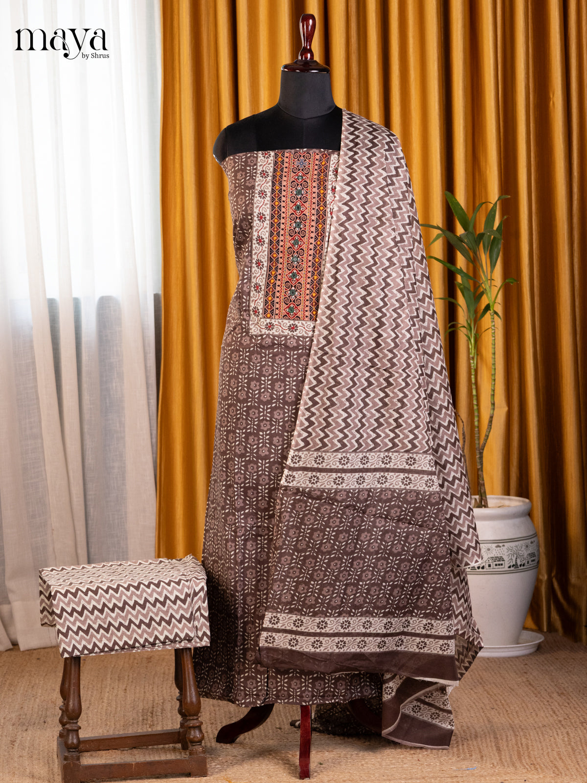Brown & Cream - Cotton salwar