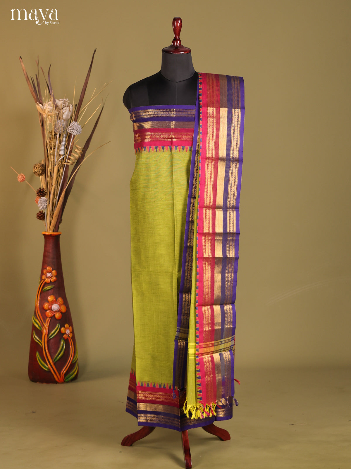 Green & Blue - chettinad top & dupatta combo