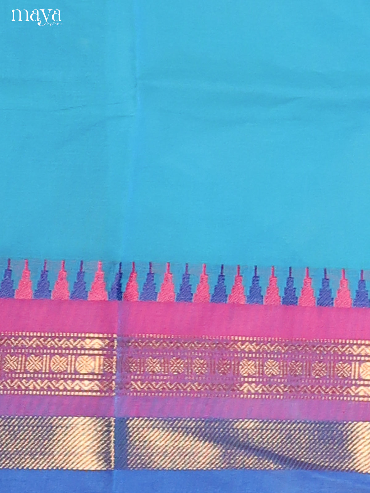 Blue & Pink  - chettinad top & dupatta combo
