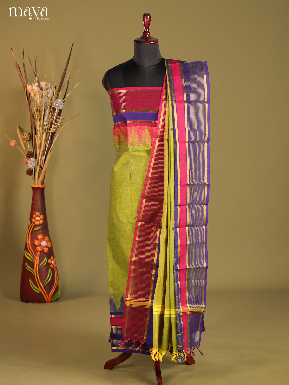 Green & Blue - chettinad top & dupatta combo