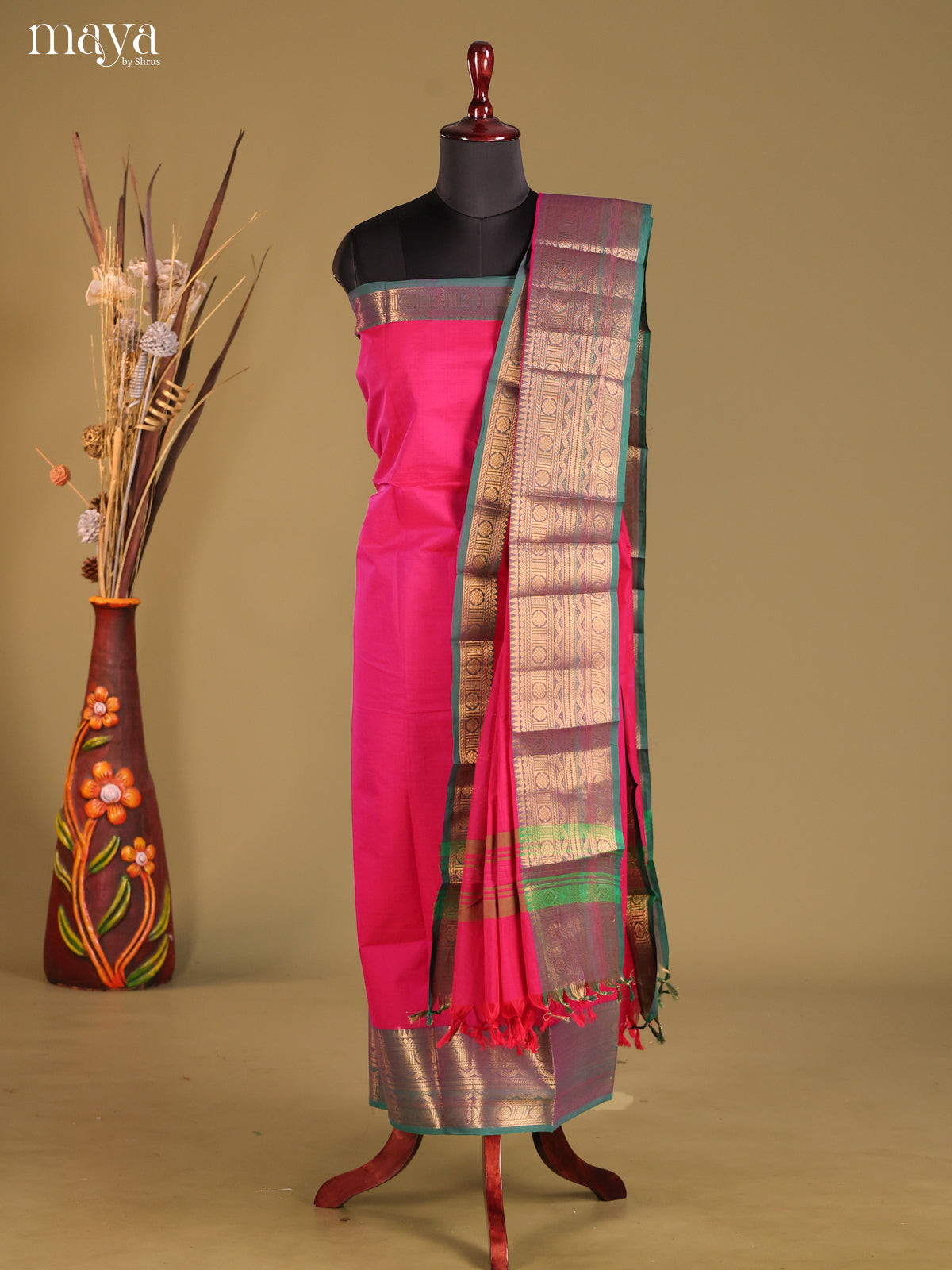 MDG25009-chettinad top & dupatta combo