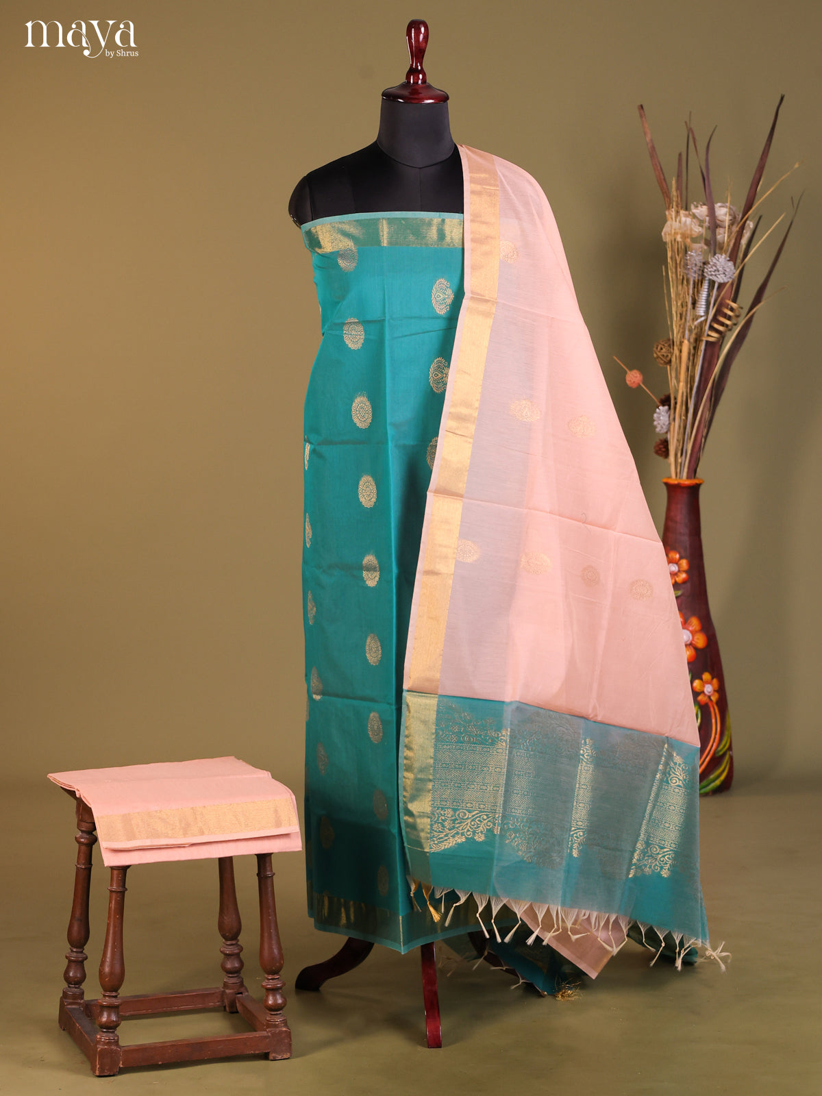 MDH02066-Semi silkcotton salwar unstitch