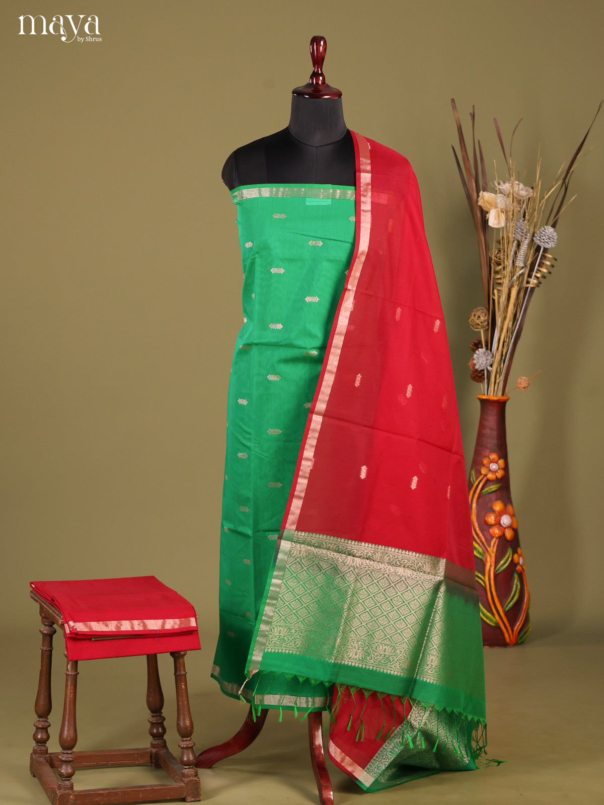 MDH02102-Semi silkcotton salwar unstitch