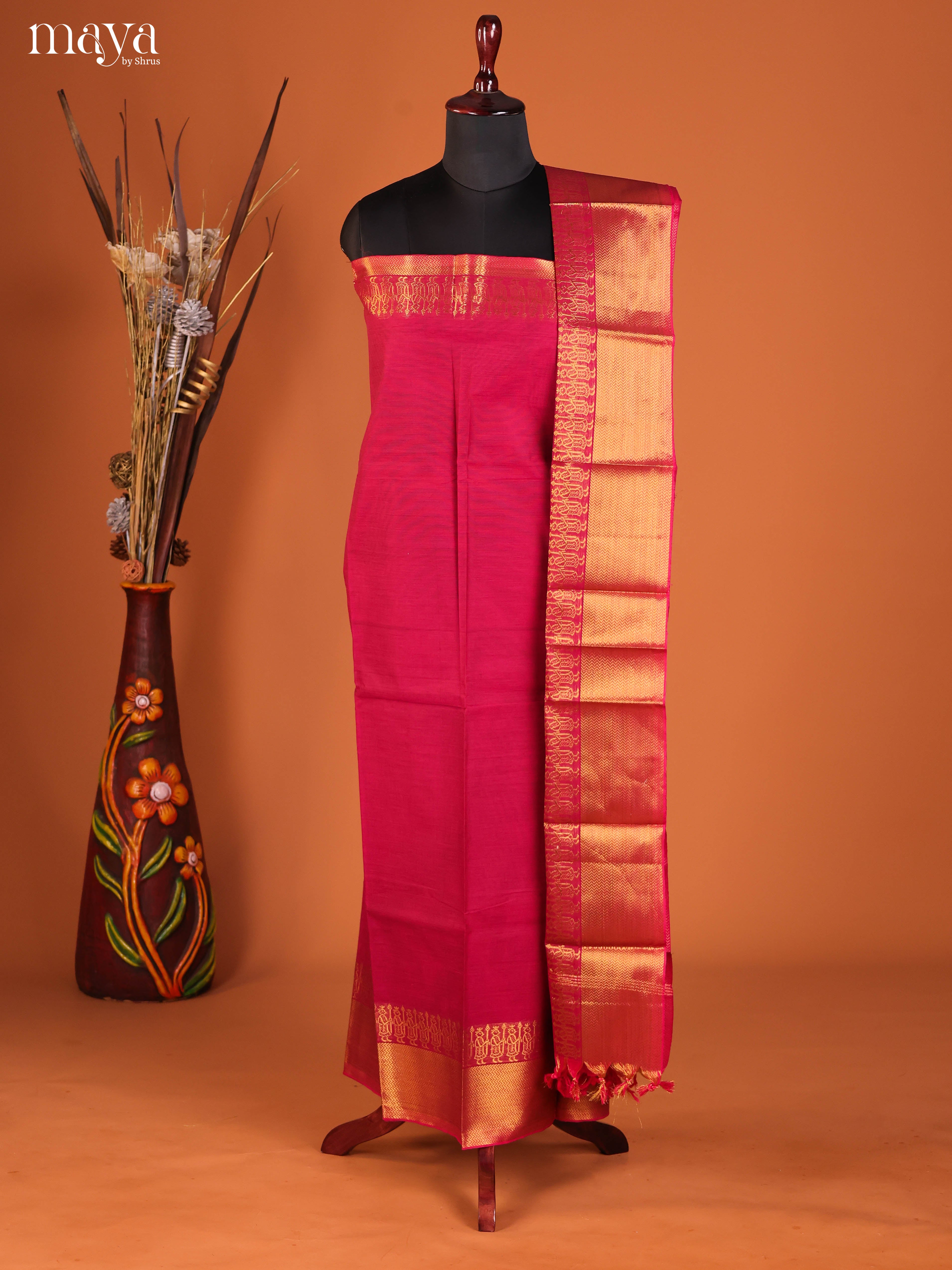Red -chettinad top & dupatta combo
