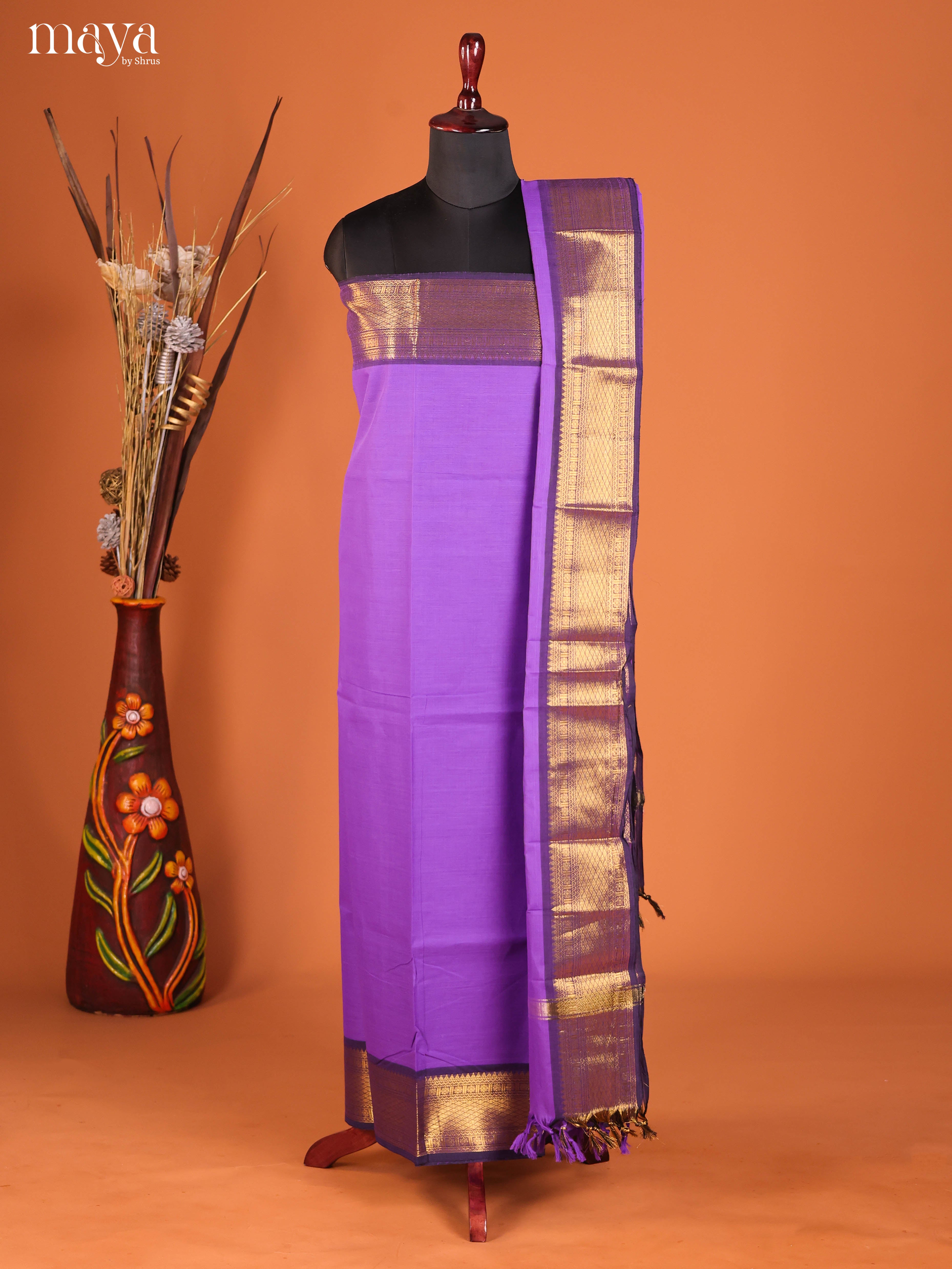 Purple & Violet-chettinad top & dupatta combo