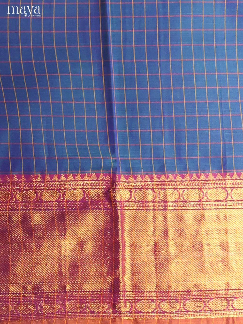 Blue & Purple  -Narayanpet top & dupatta combo