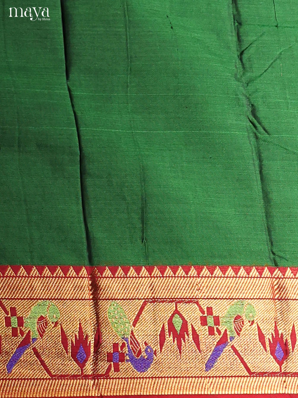 Green & Red -Narayanpet top & dupatta combo