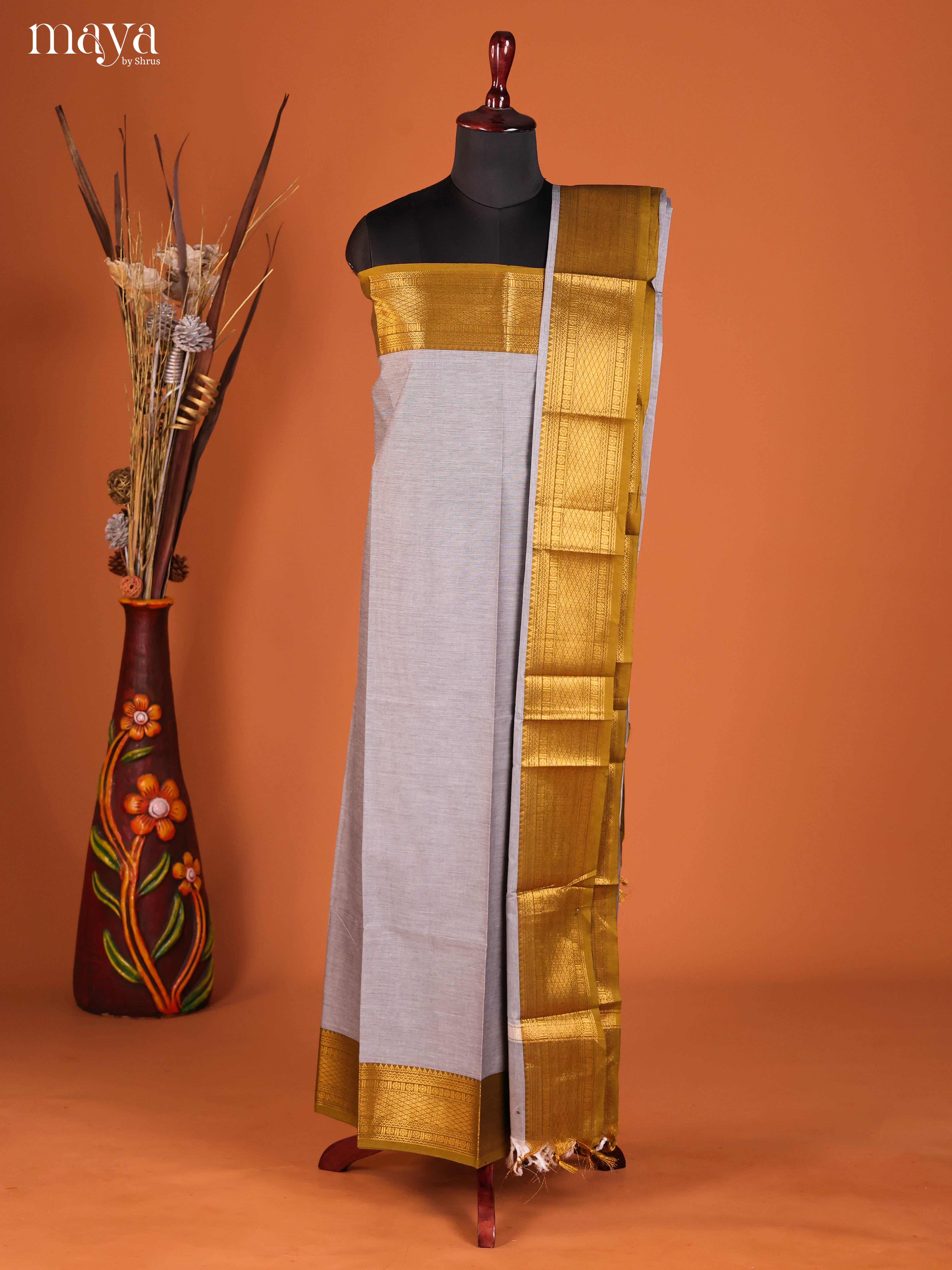 Grey-chettinad top & dupatta combo