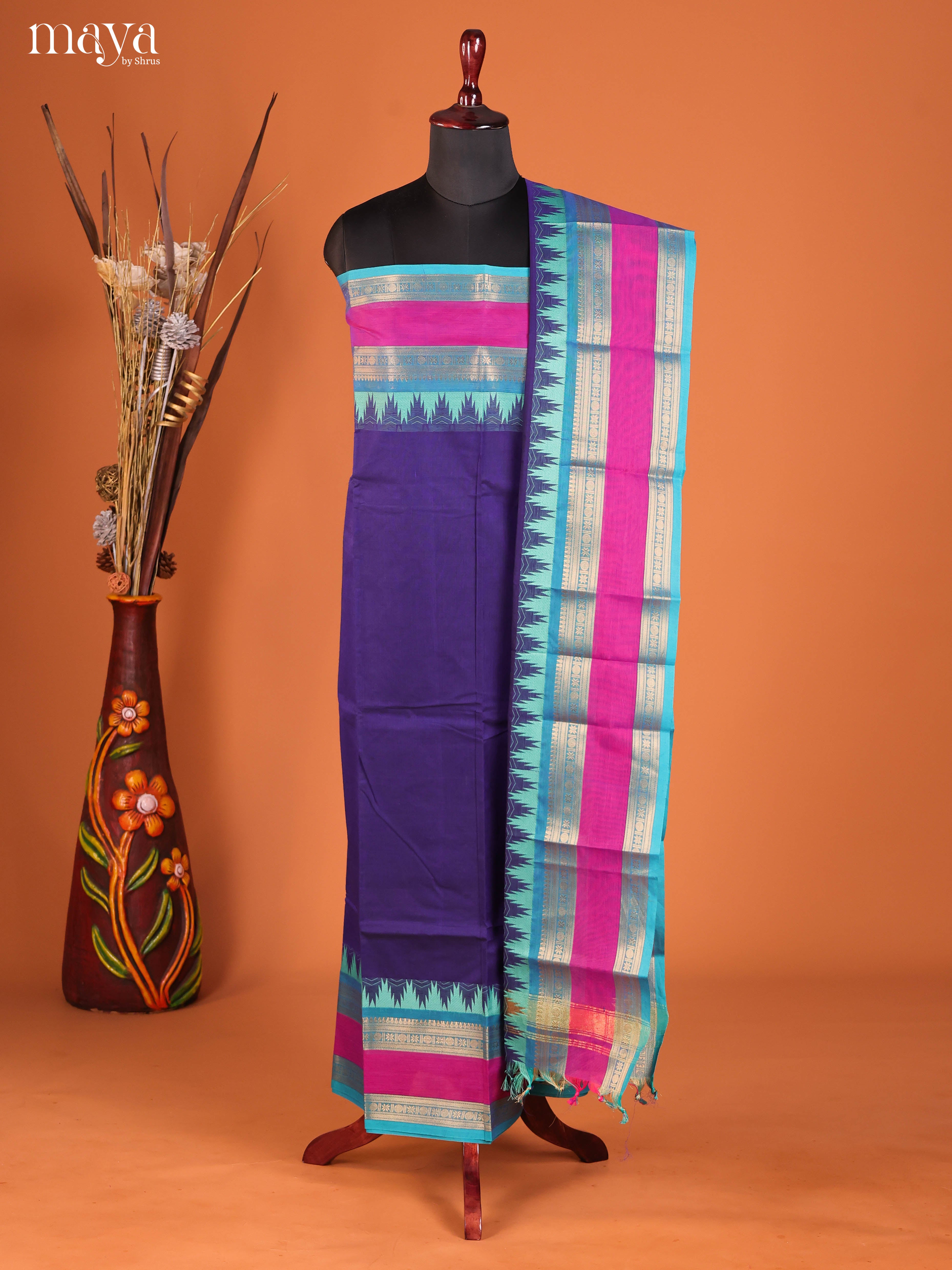MDH16025-chettinad top & dupatta combo