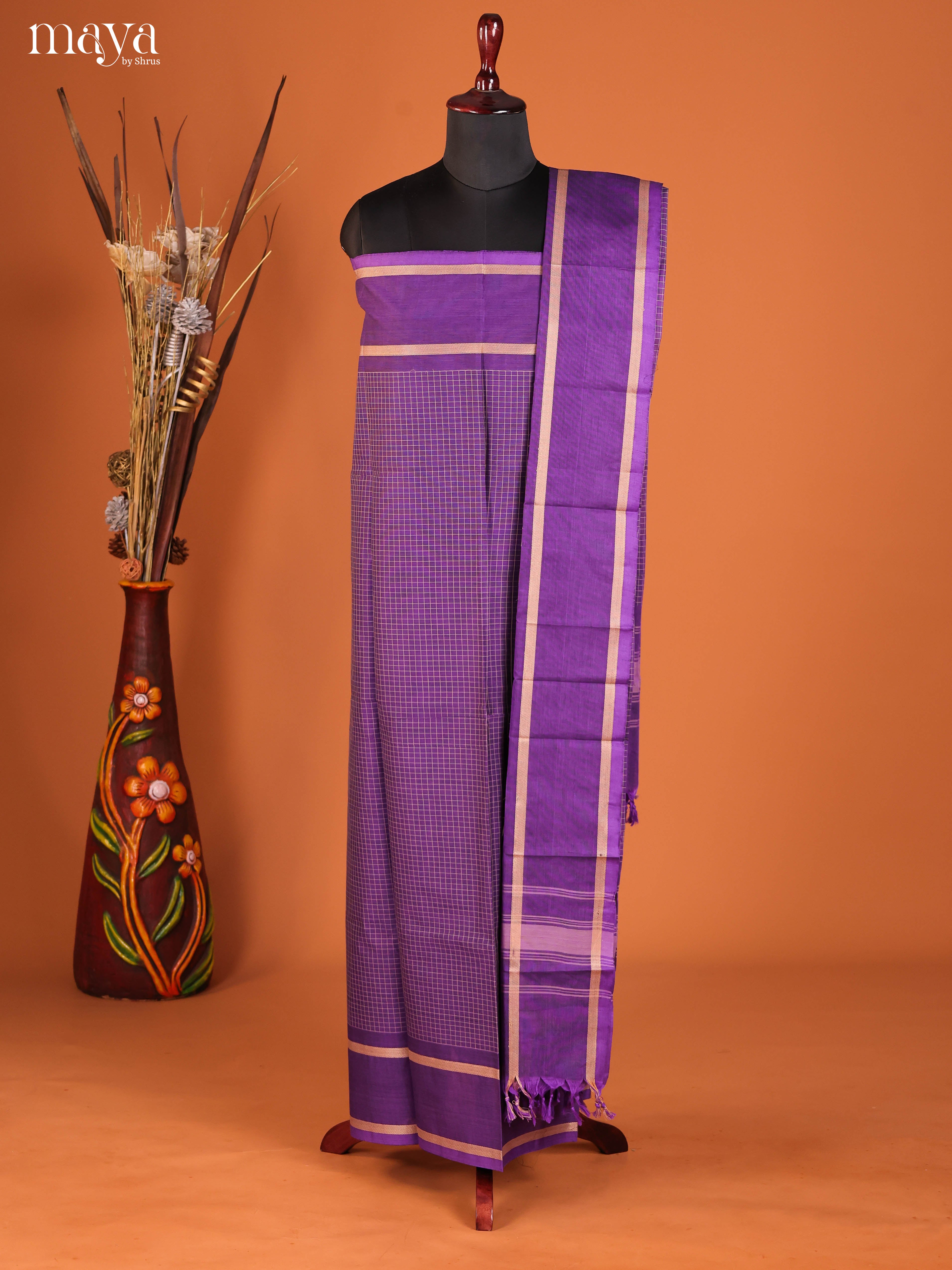 Purple -chettinad top & dupatta combo