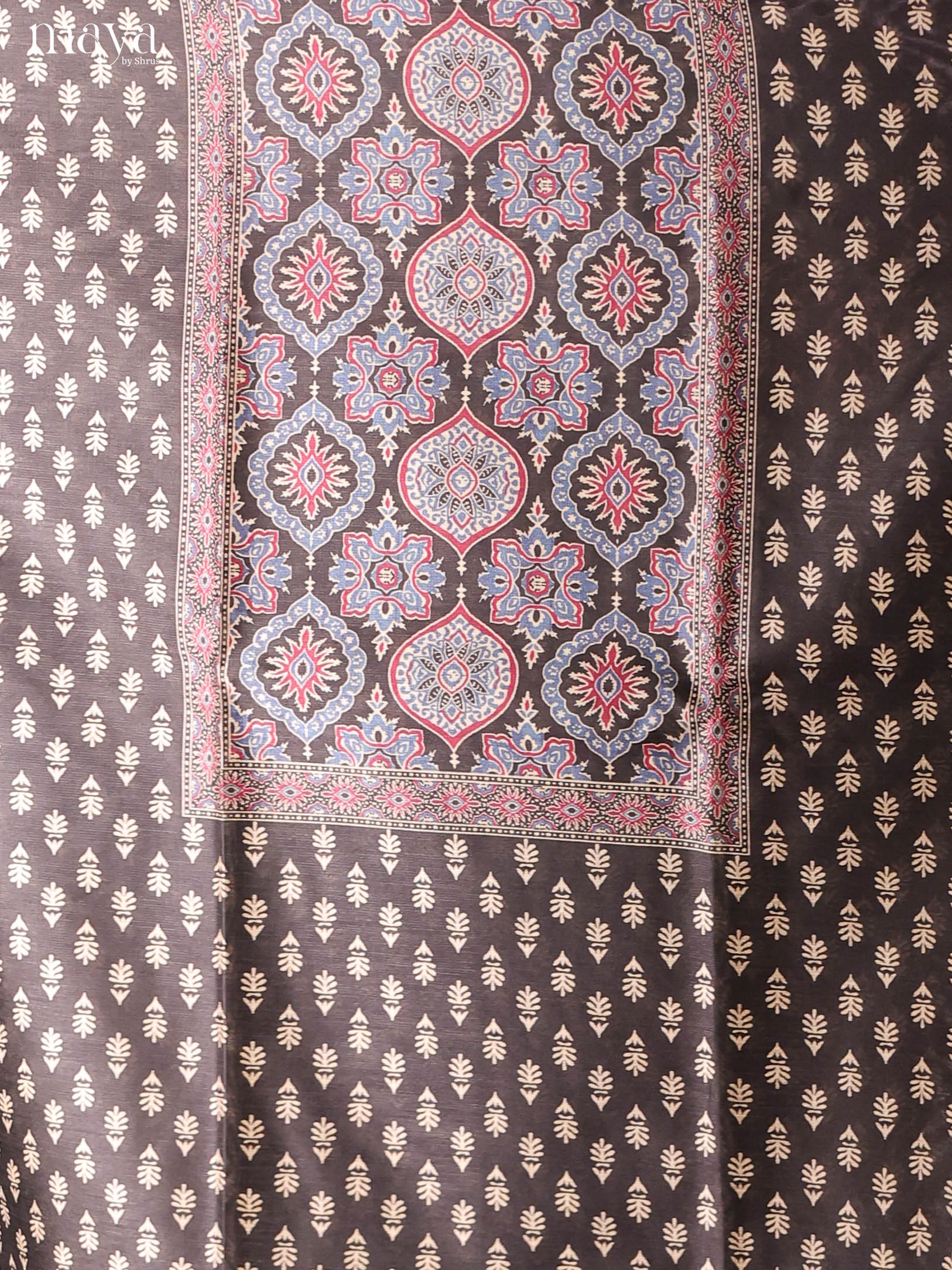 Black -Semi Tussar Salwar Unstitch