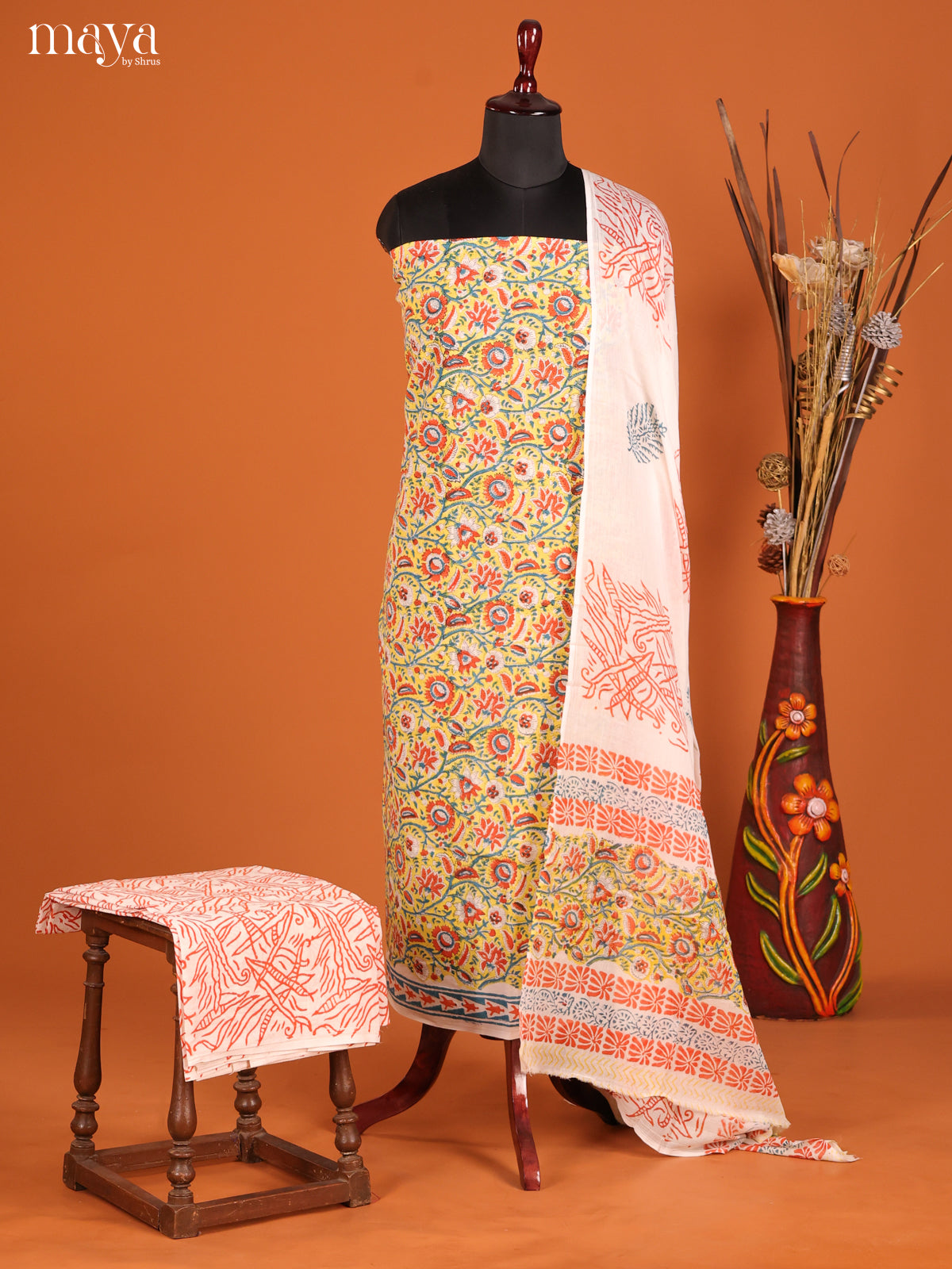 Yellow & White -Cotton salwar