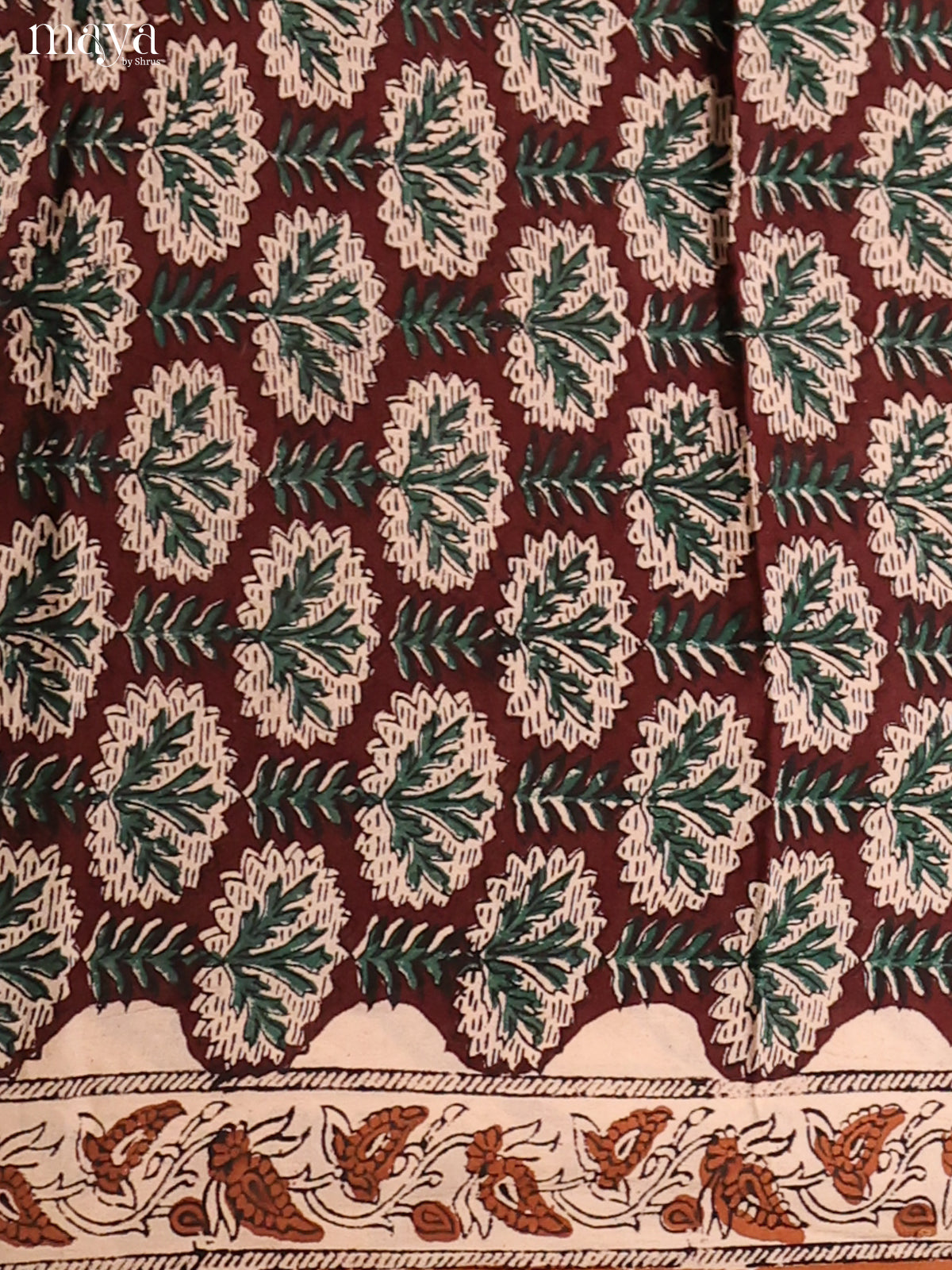 Maroon & Cream -Cotton salwar Unstitched