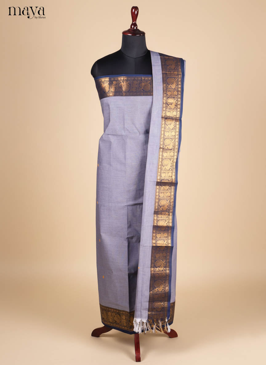 Light Blue & Blue-Narayanpet top & dupatta combo