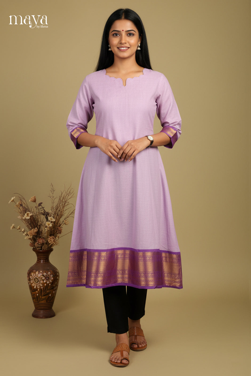 Lavender & Purple-Chettinad Cotton Readymade Kurti
