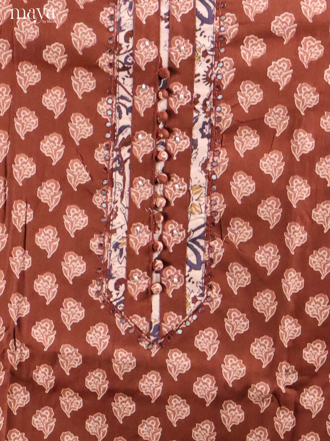 Brown & Cream-Chanderi salwar Unstitch