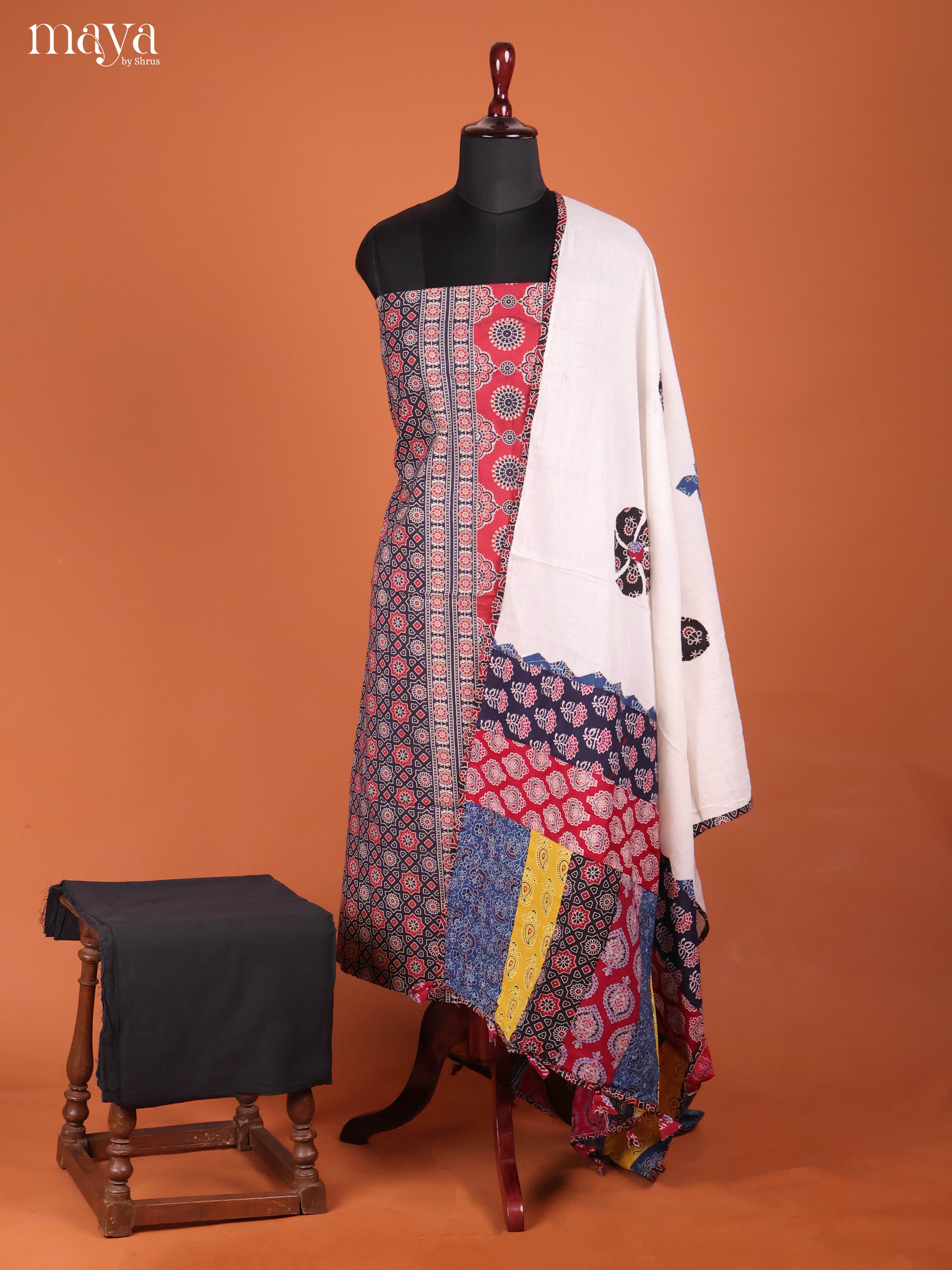 Black & Cream -Ajrakh Salwar Unstitch
