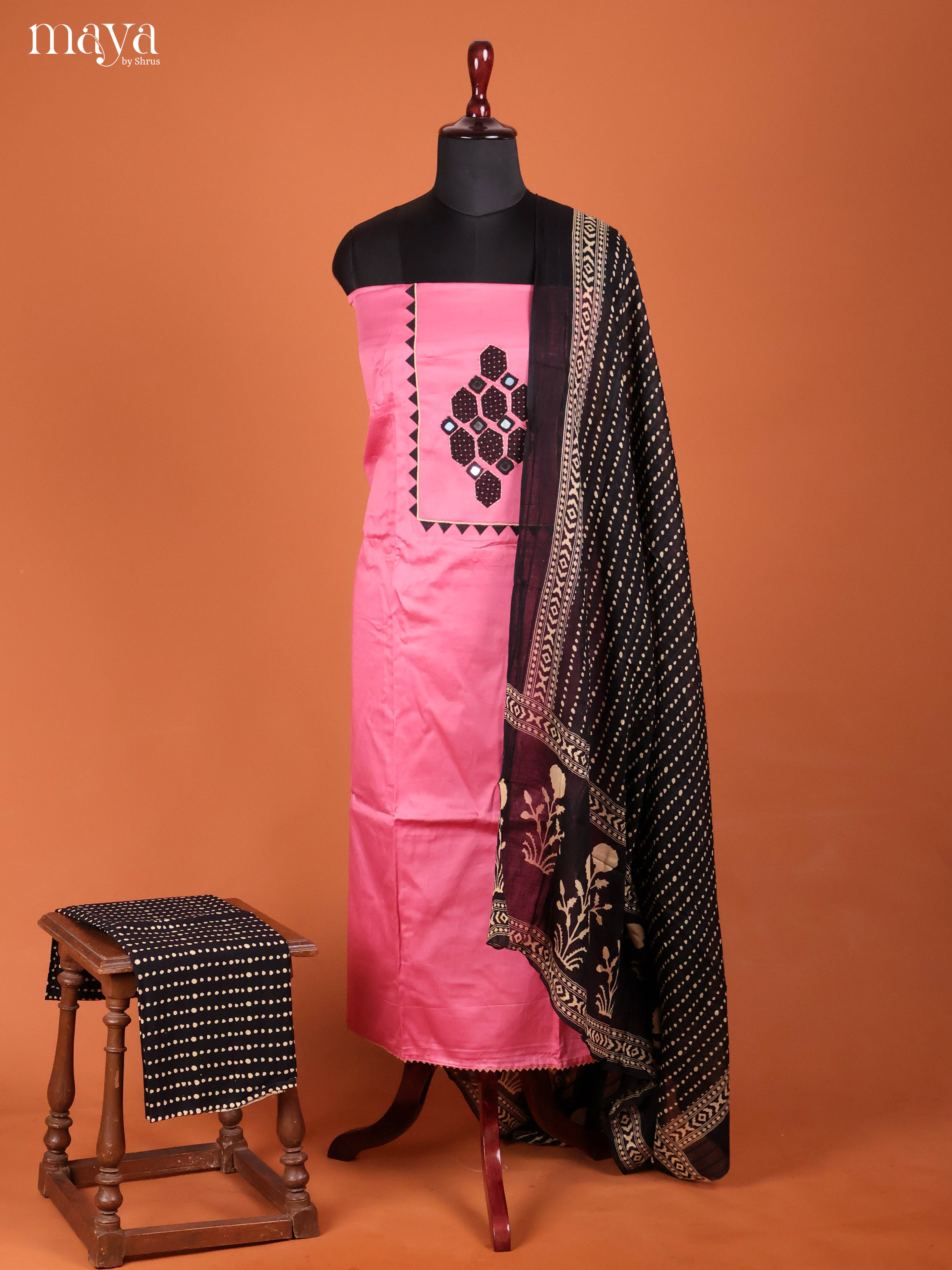Pink & Black-Cotton salwar